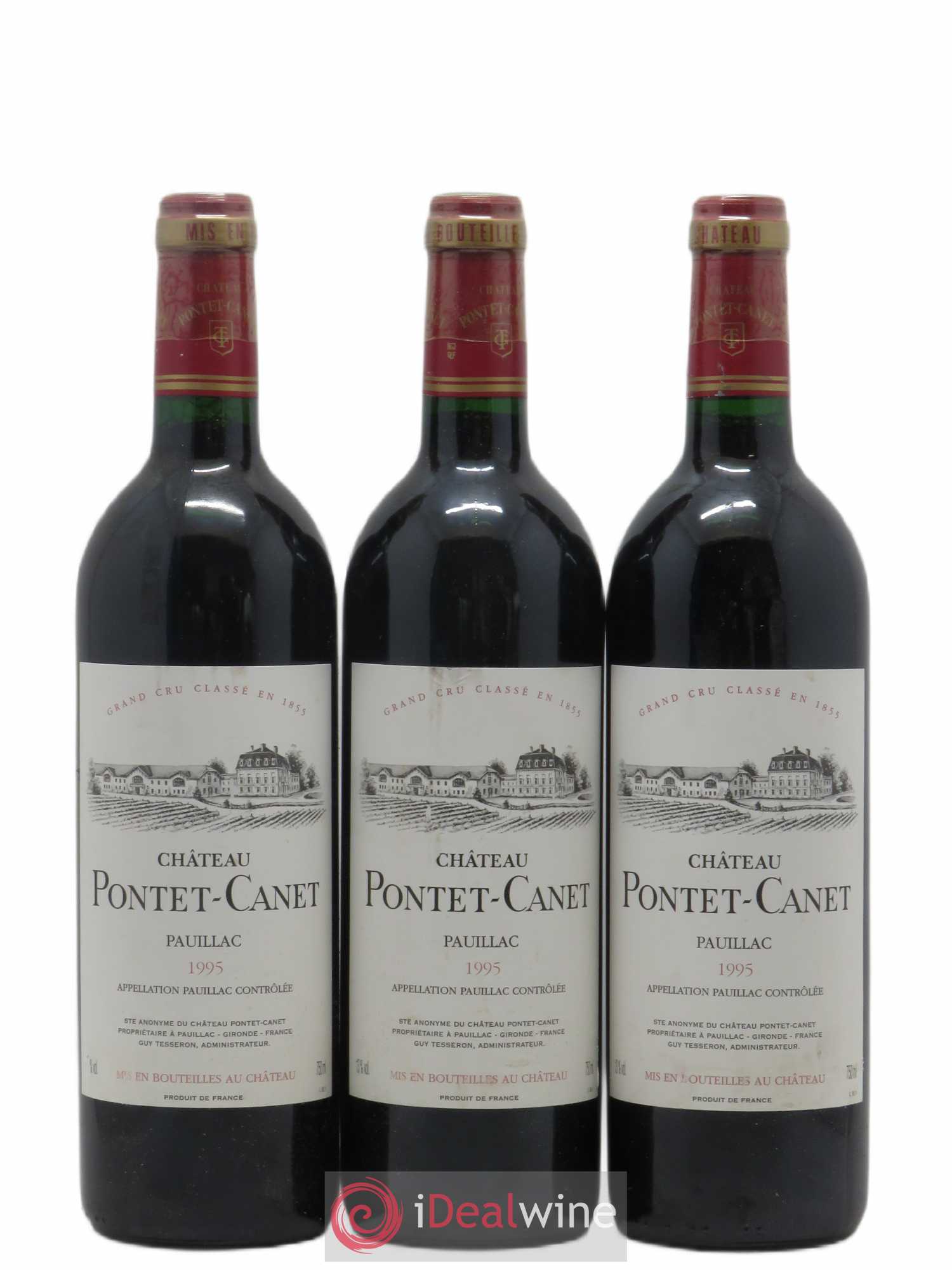 Château Pontet Canet 5ème Grand Cru Classé 1995 - Lot de 3 bouteilles - 0