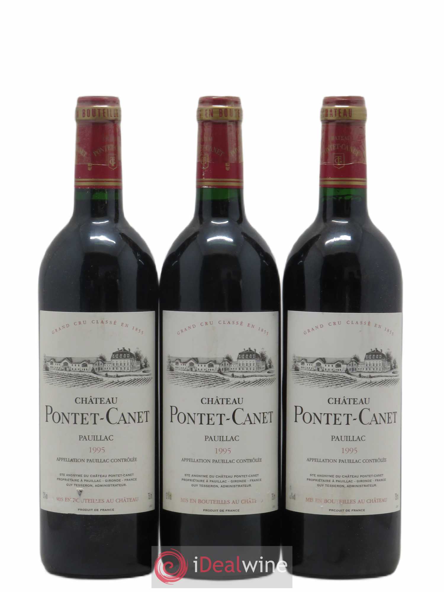 Château Pontet Canet 5ème Grand Cru Classé 1995 - Lot de 3 bouteilles - 0