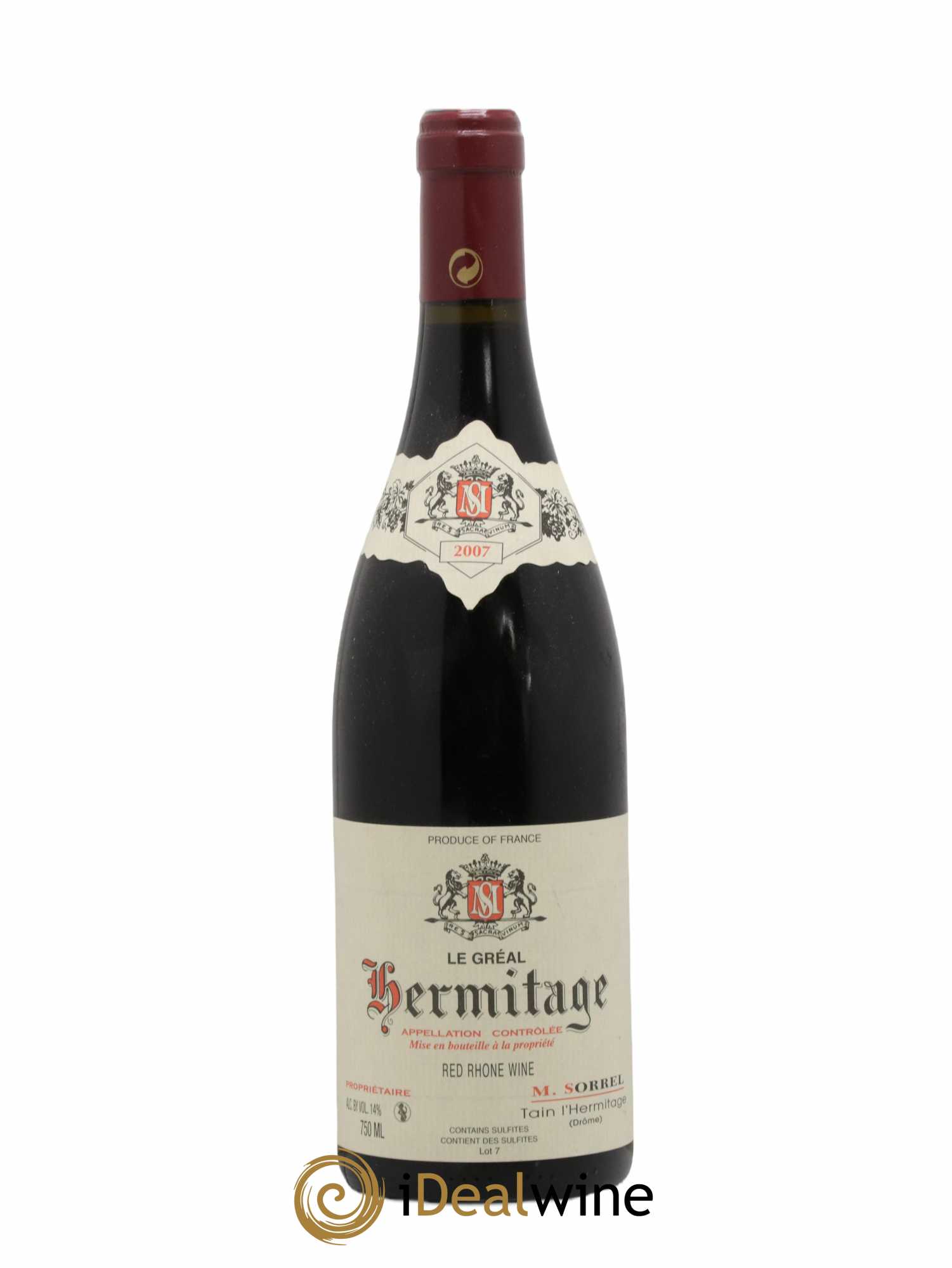 Hermitage Le Gréal Marc Sorrel 2007 - Lot de 1 bouteille - 0
