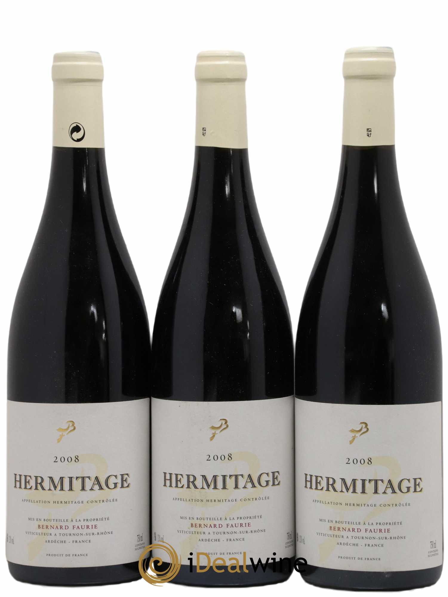 Hermitage Greffieux Bessards (capsule blanche) Bernard Faurie 2008 - Lot de 3 bouteilles - 0