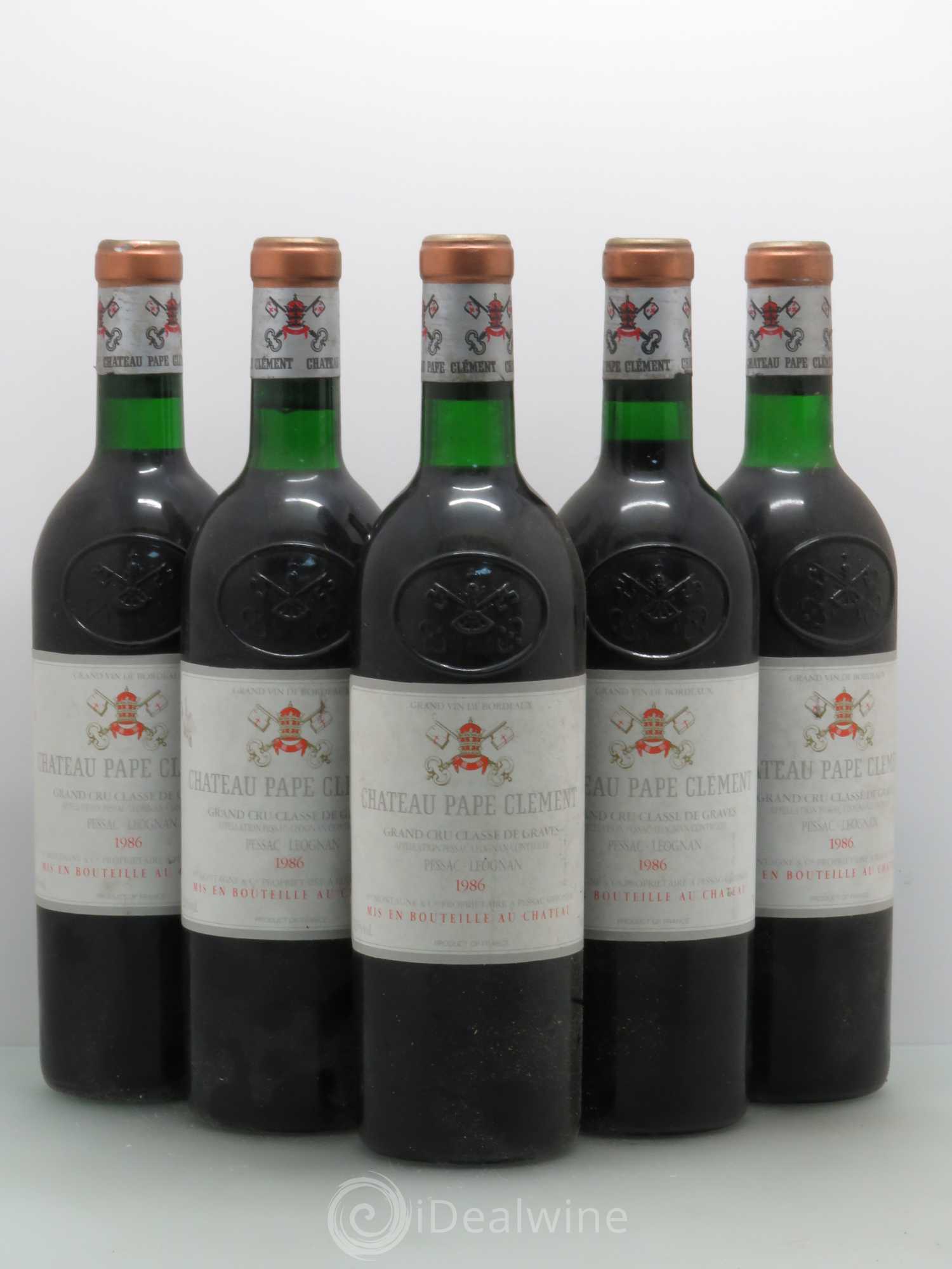 Château Pape Clément Cru Classé de Graves 1986 - Lot de 5 bouteilles - 0