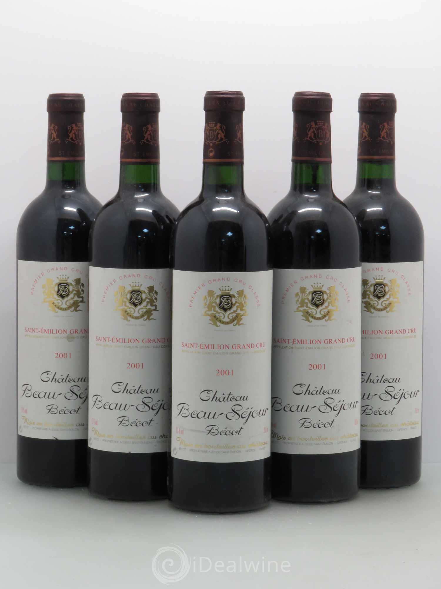 Château Beau-Séjour Bécot 1er Grand Cru Classé B 2001 - Lot de 5 bouteilles - 0