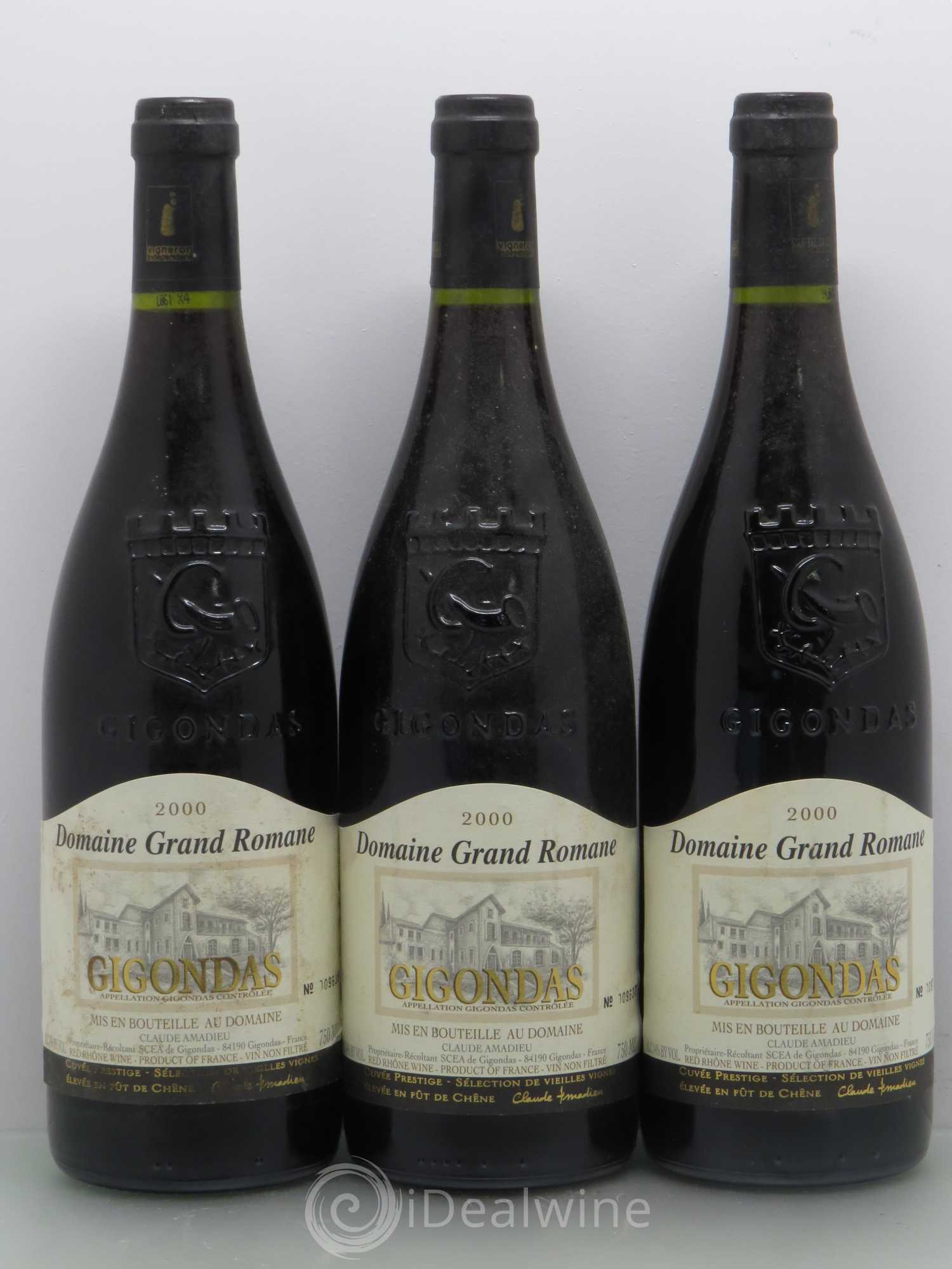 Gigondas Domaine Grand Romane Cuvee Prestige 2000 - Posten von 3 Flaschen - 0