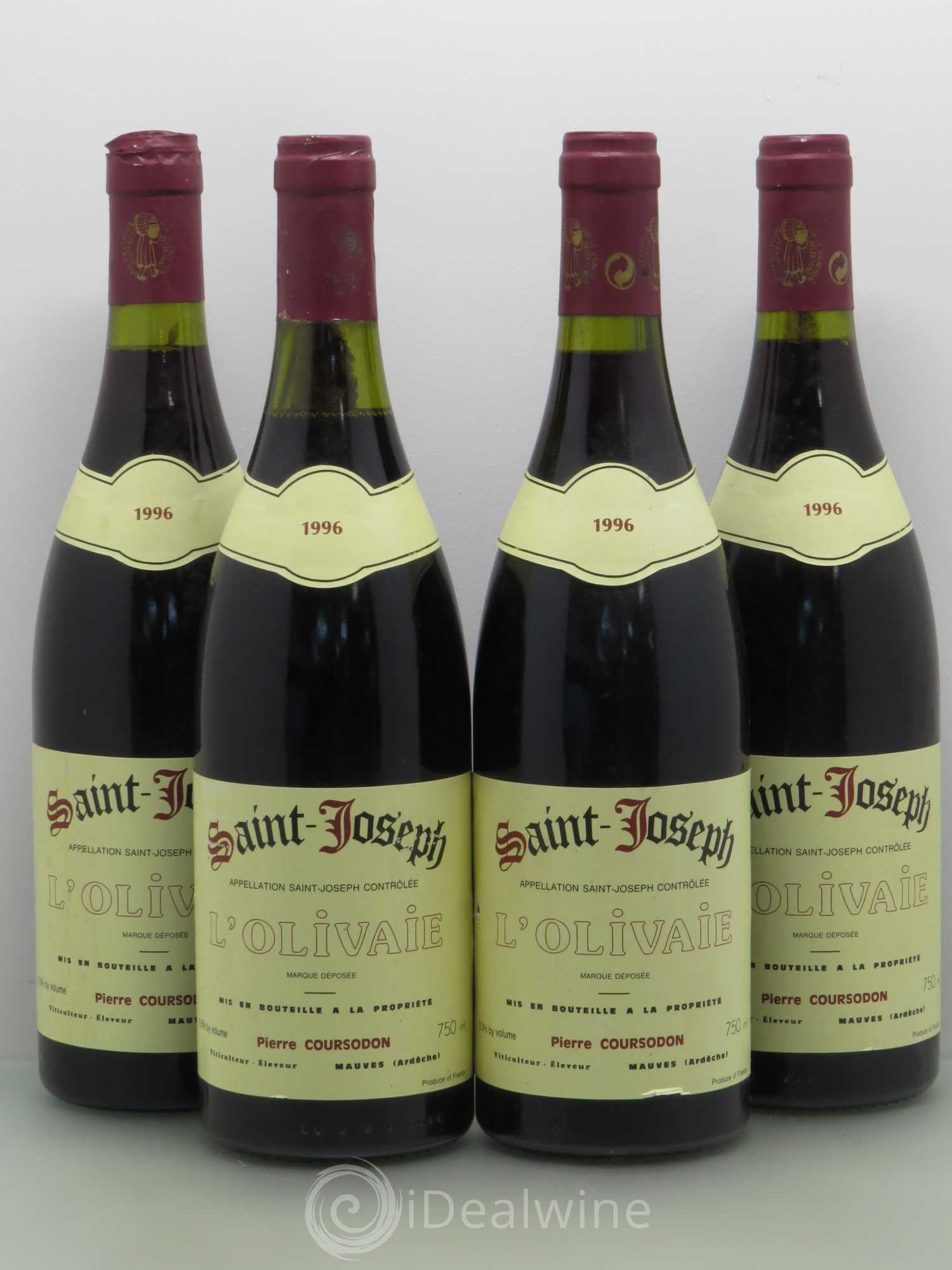 Saint-Joseph L'Olivaie Pierre et Jérôme Coursodon 1996 - Lot de 4 bouteilles - 0