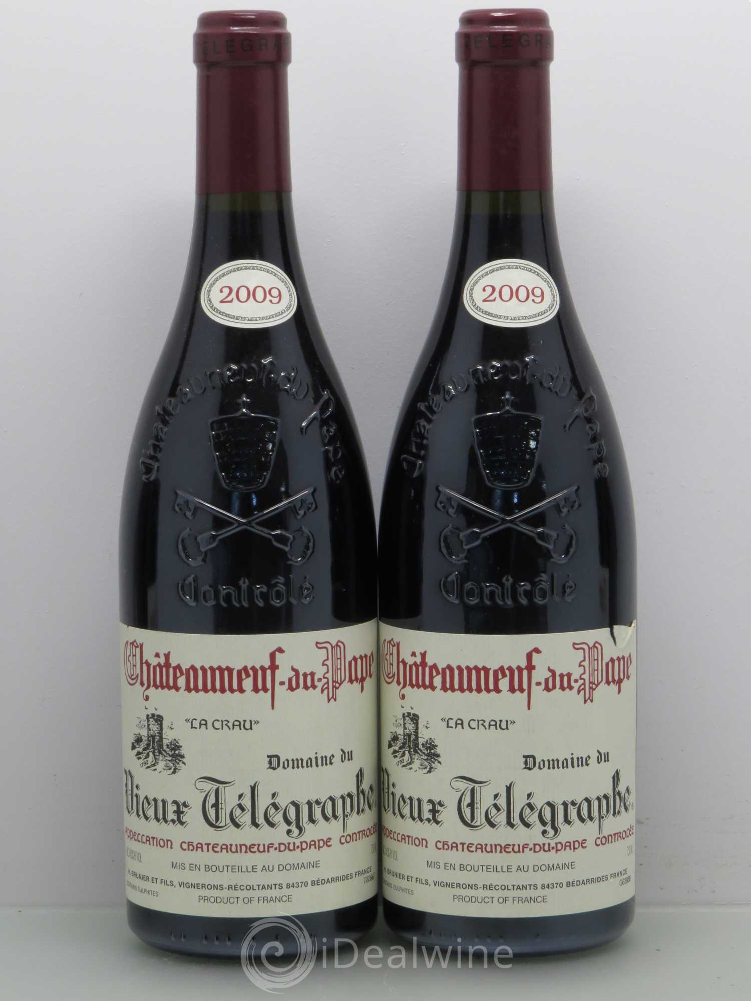 Châteauneuf-du-Pape Vieux Télégraphe (Domaine du) Vignobles Brunier 2009 - Lot de 4 bouteilles - 1