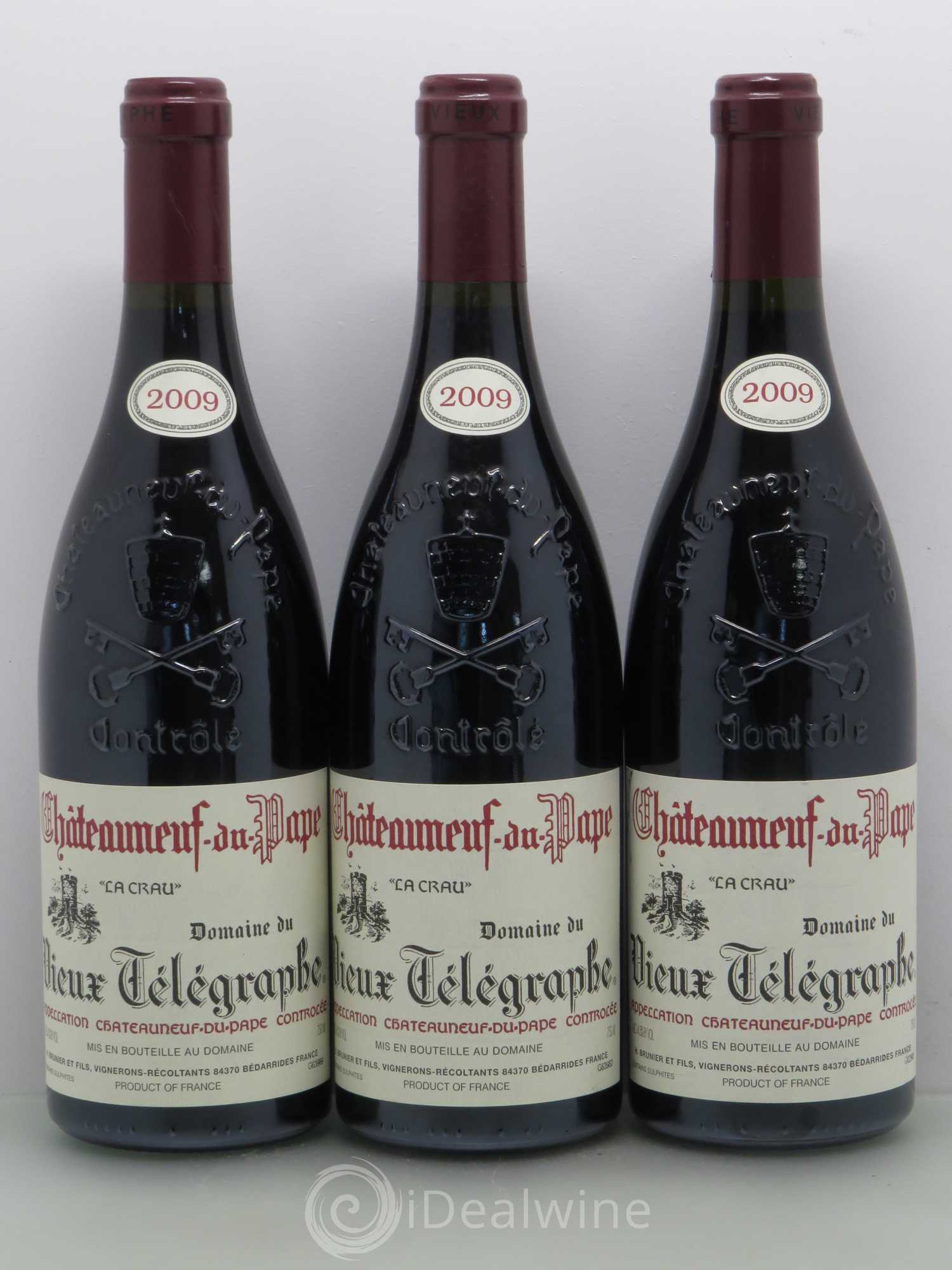 Châteauneuf-du-Pape Vieux Télégraphe (Domaine du) Vignobles Brunier 2009 - Lot de 3 bouteilles - 0