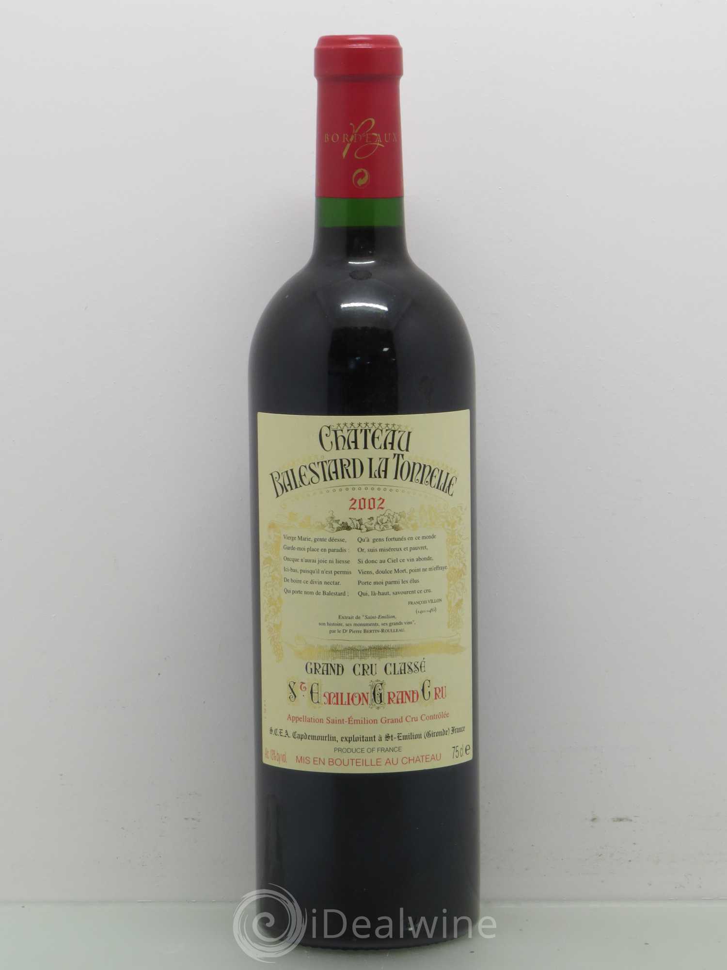 Château Balestard la Tonnelle Grand Cru Classé 2002 - Lot de 1 bouteille - 0