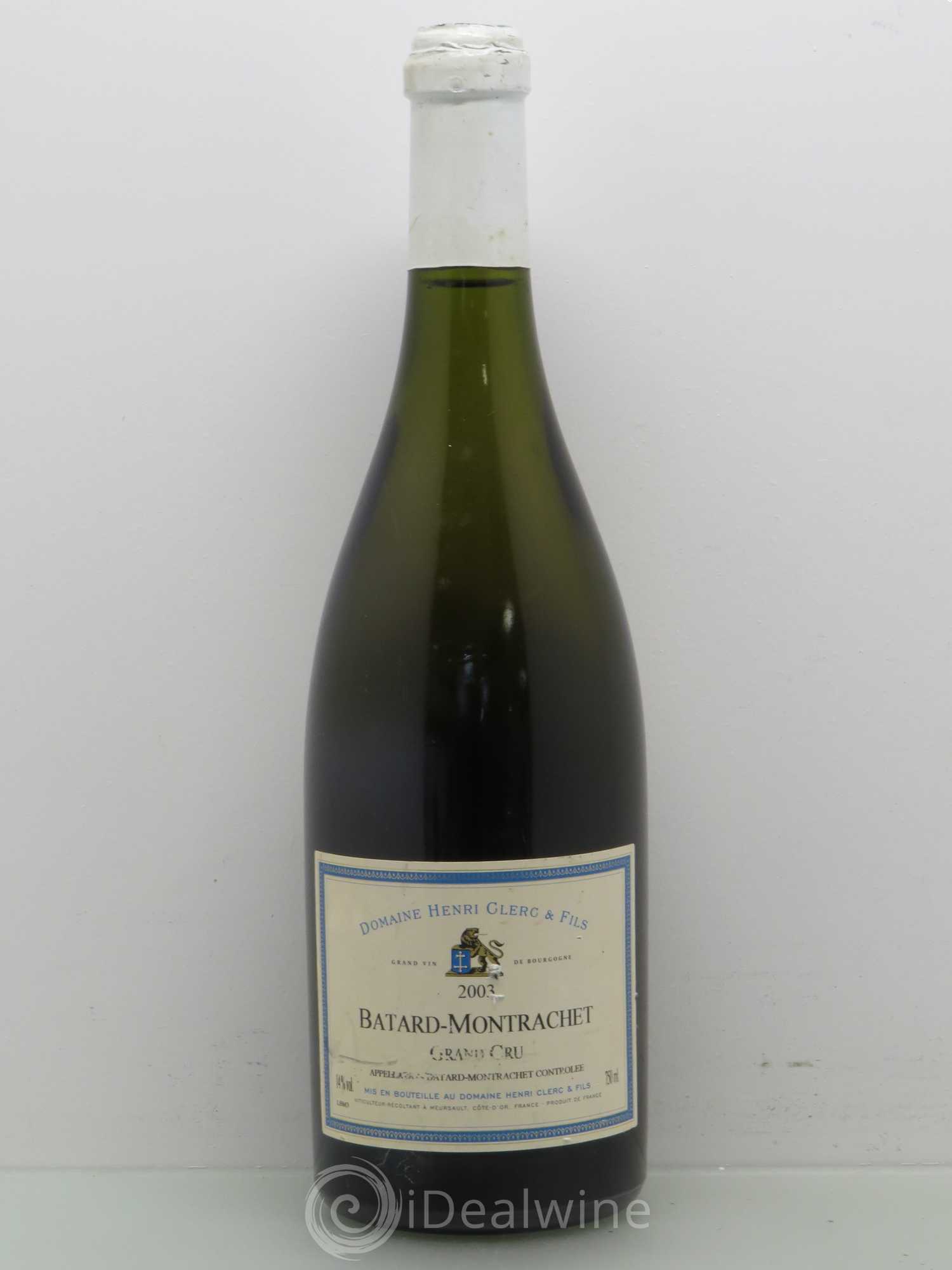 Bâtard-Montrachet Grand Cru Henri Clerc 2003 - Posten von 1 Flasche - 0