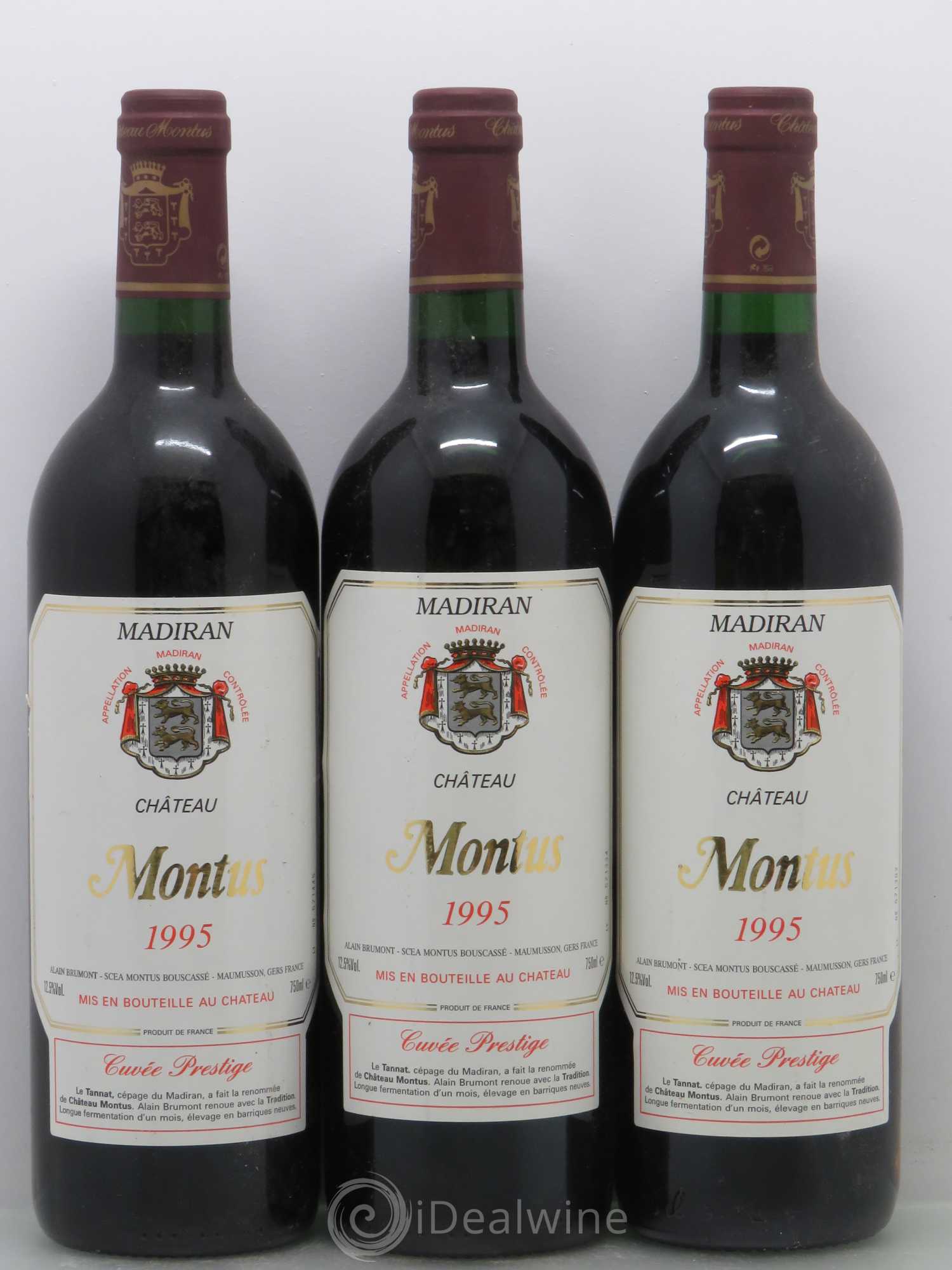 Madiran Château Montus-Prestige Alain Brumont 1995 - Lot de 3 bouteilles - 0