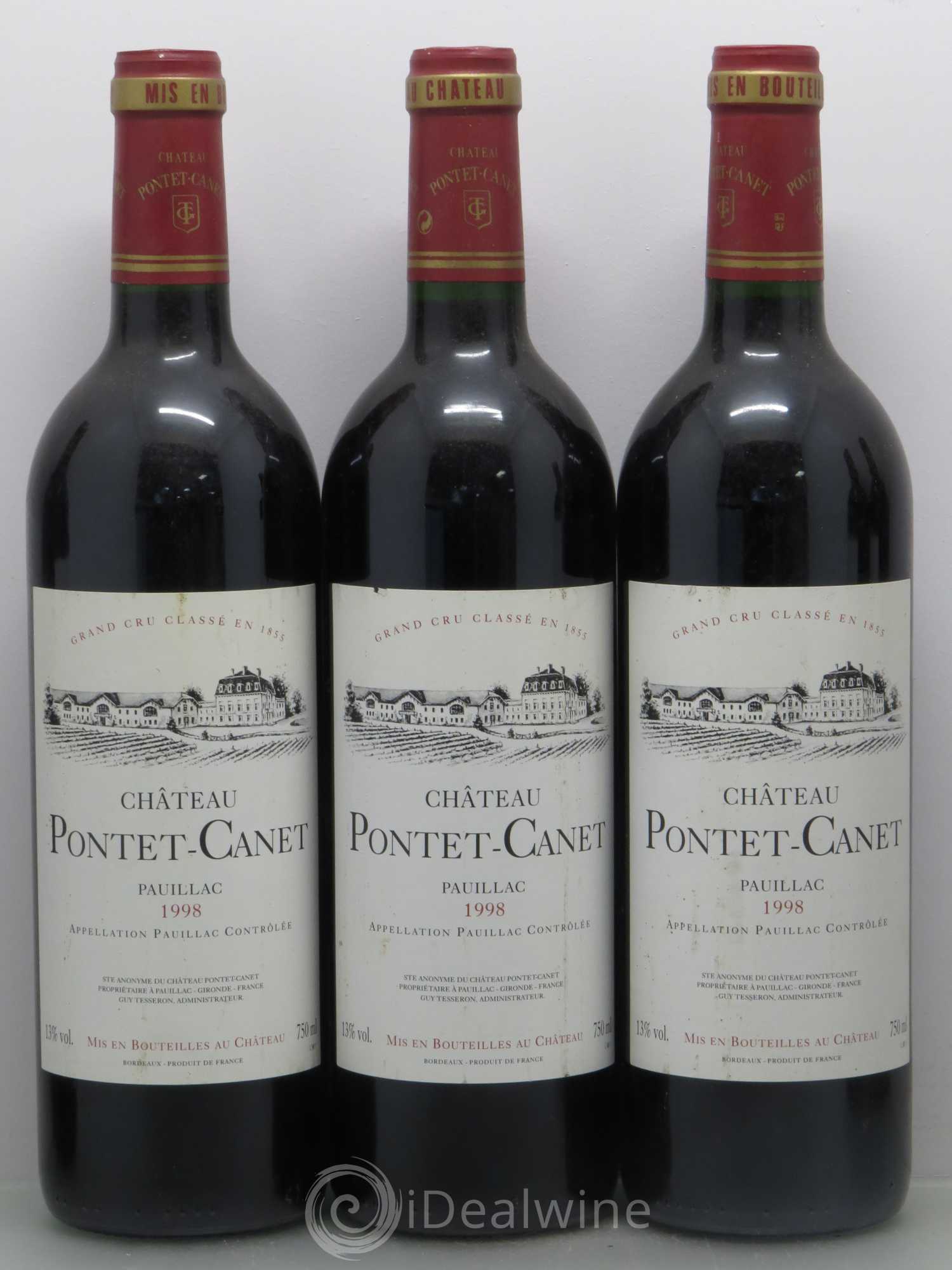 Château Pontet Canet 5ème Grand Cru Classé 1998 - Lot de 6 bouteilles - 1