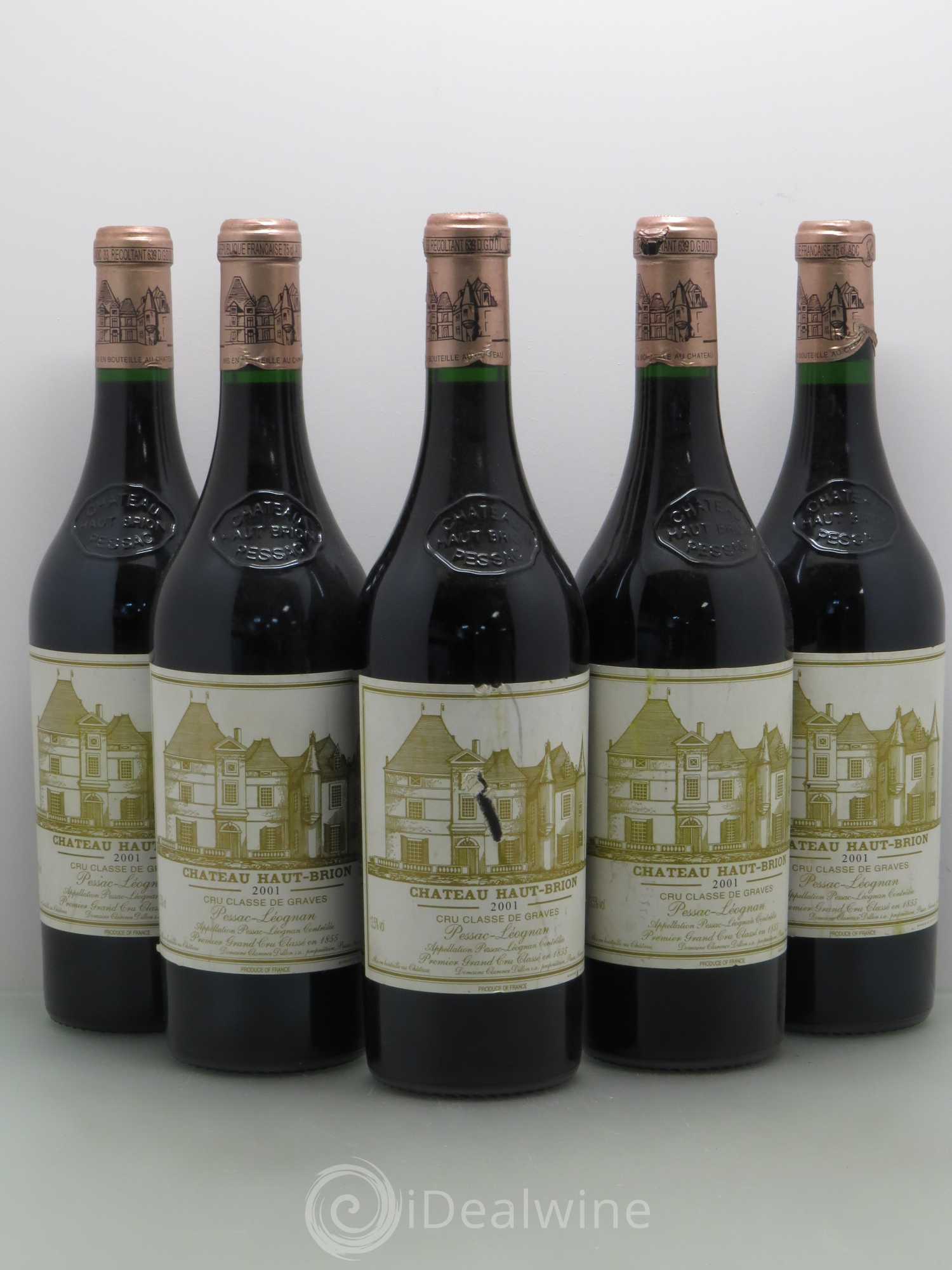 Château Haut Brion 1er Grand Cru Classé 2001 - Lot de 5 bouteilles - 0