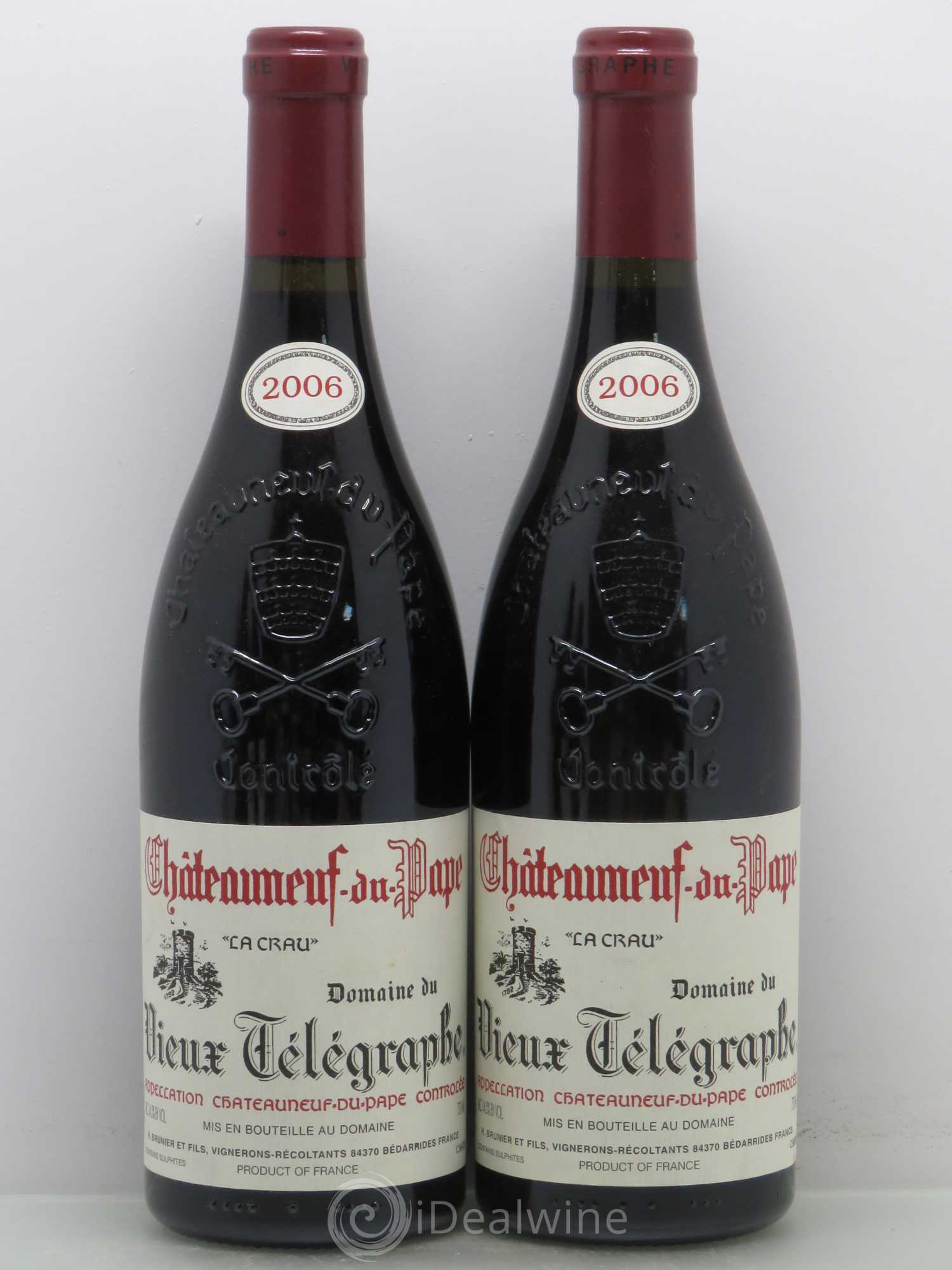 Châteauneuf-du-Pape Vieux Télégraphe (Domaine du) Vignobles Brunier 2006 - Lot de 4 bouteilles - 1