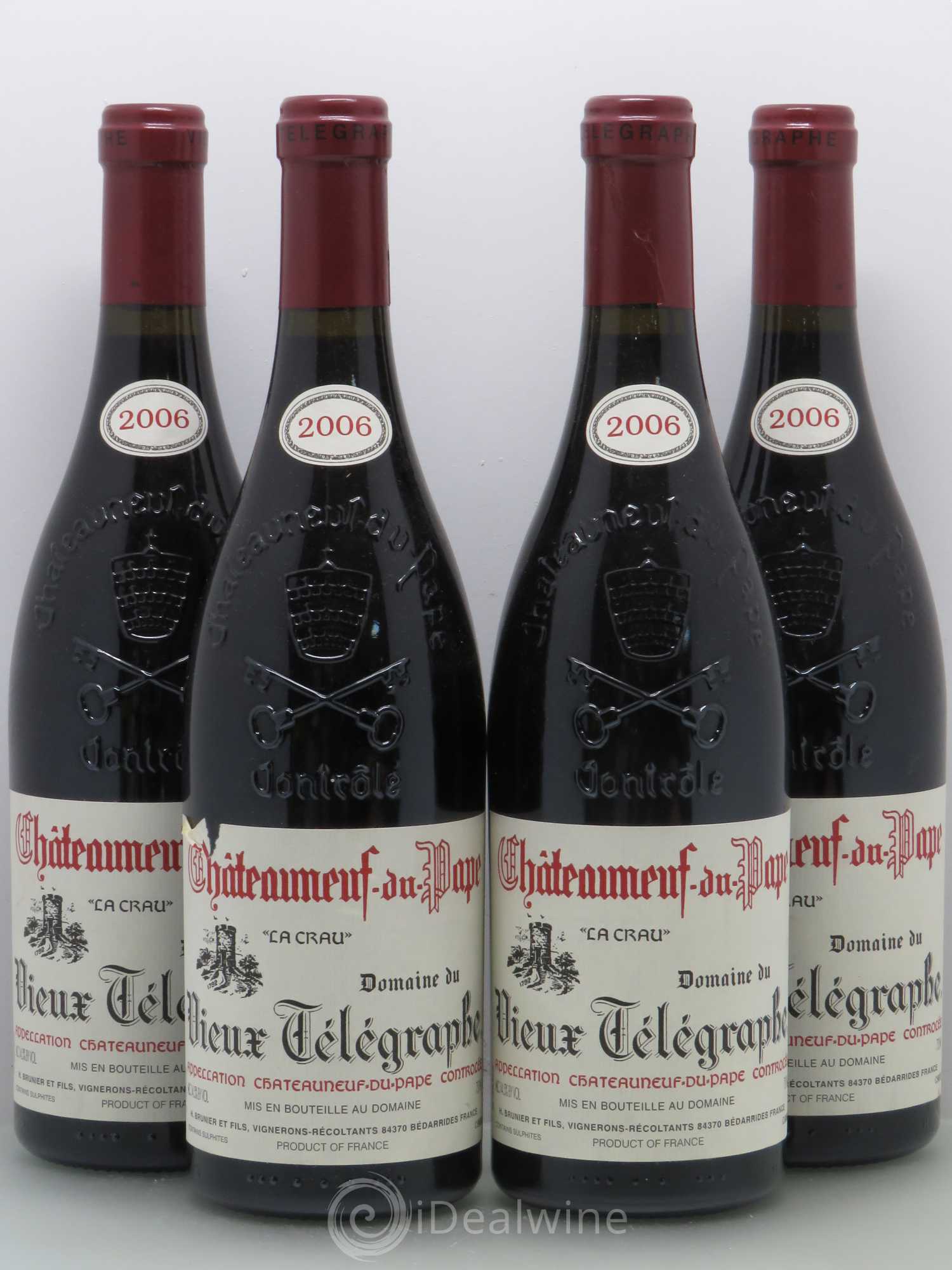 Châteauneuf-du-Pape Vieux Télégraphe (Domaine du) Vignobles Brunier 2006 - Lot de 4 bouteilles - 0