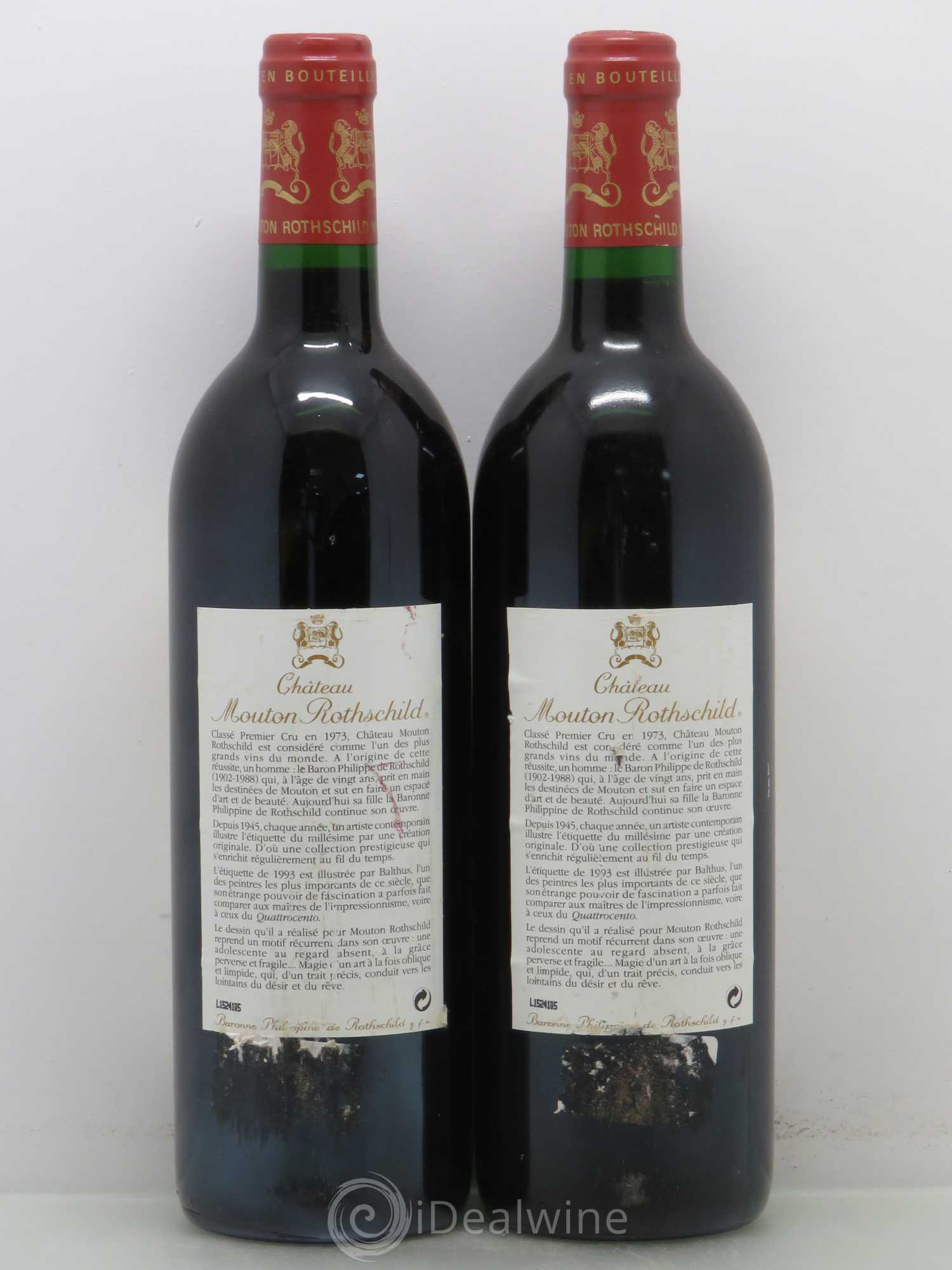 Château Mouton Rothschild 1er Grand Cru Classé 1993 - Lot de 2 bouteilles - 1