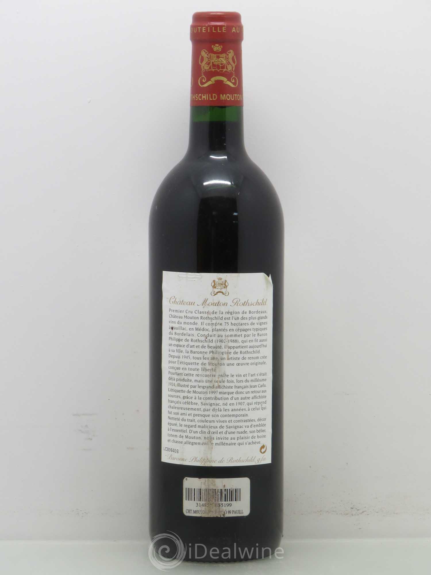 Château Mouton Rothschild 1er Grand Cru Classé 1999 - Lot de 1 bouteille - 1