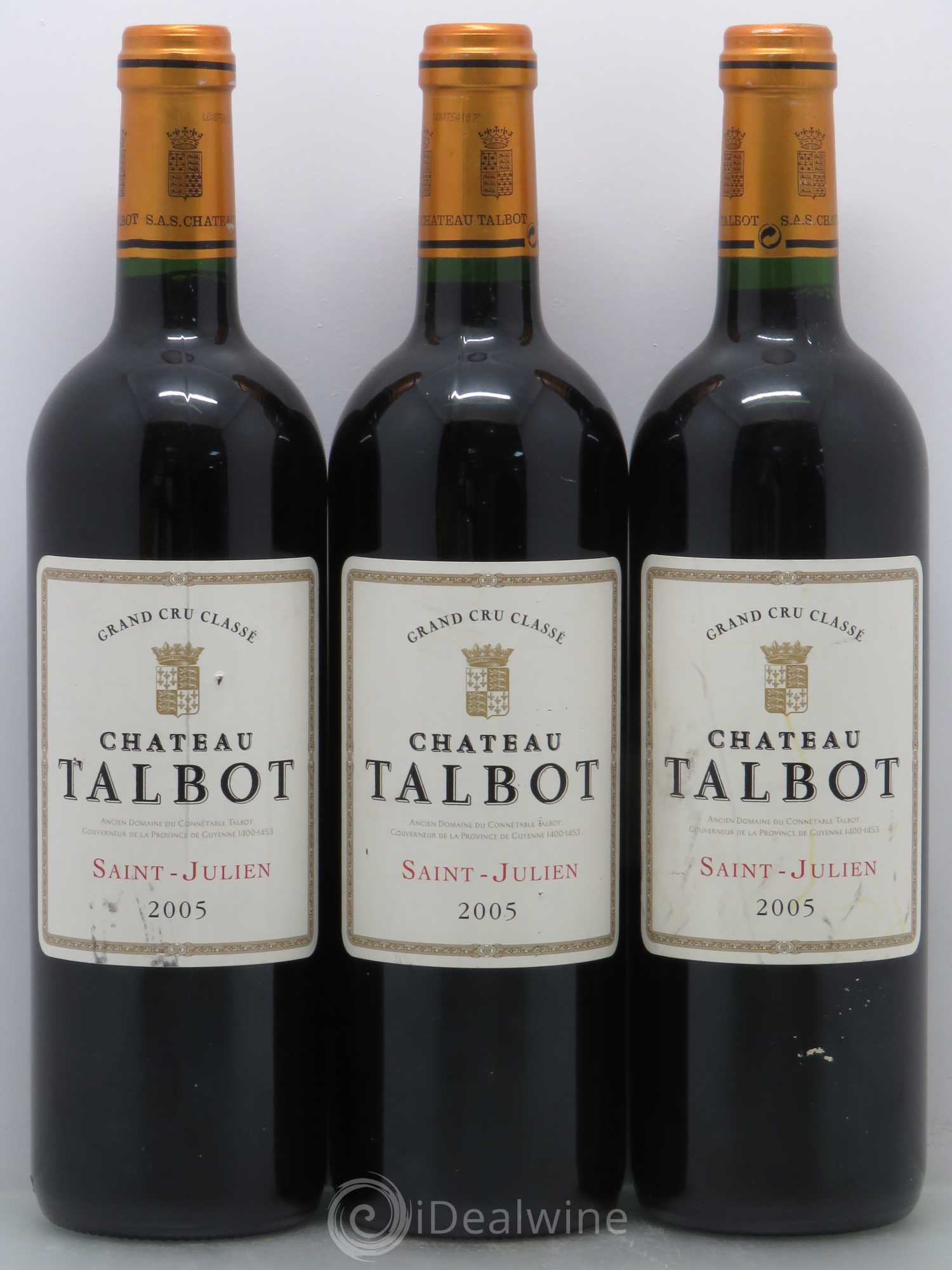 Château Talbot 4ème Grand Cru Classé 2005 - Lot de 3 bouteilles - 0