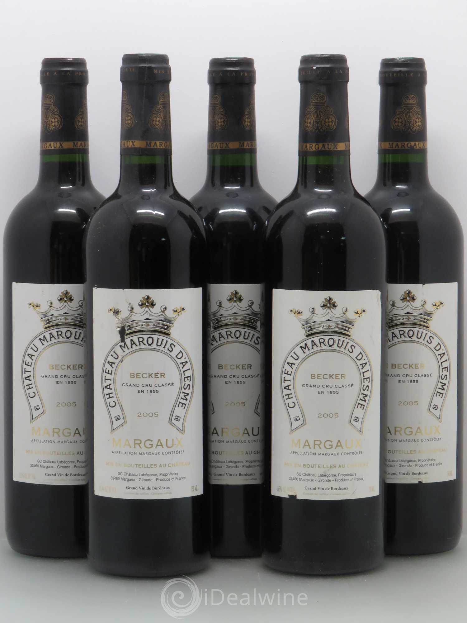 Château Marquis d'Alesme 2005 - Lot de 5 bouteilles - 0