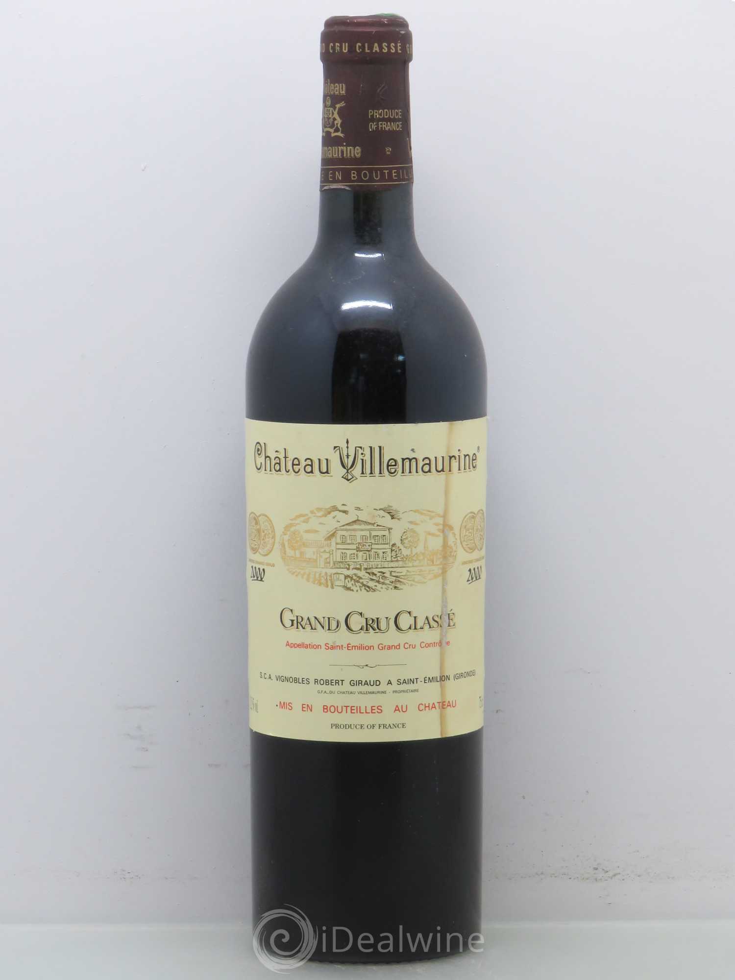 Château Villemaurine Grand Cru Classé 2000 - Lot de 1 bouteille - 0
