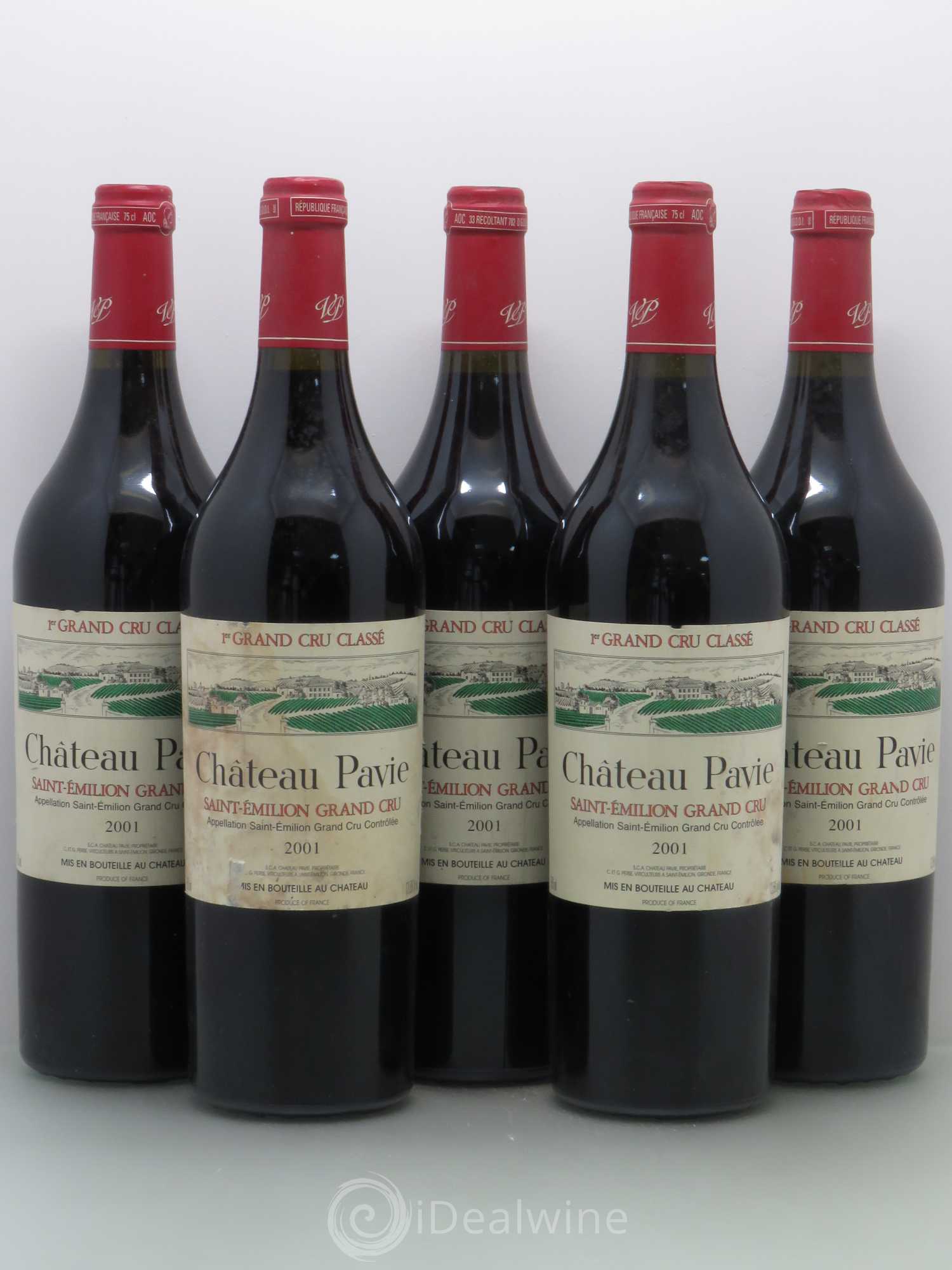 Château Pavie 1er Grand Cru Classé A 2001 - Lot de 5 bouteilles - 0