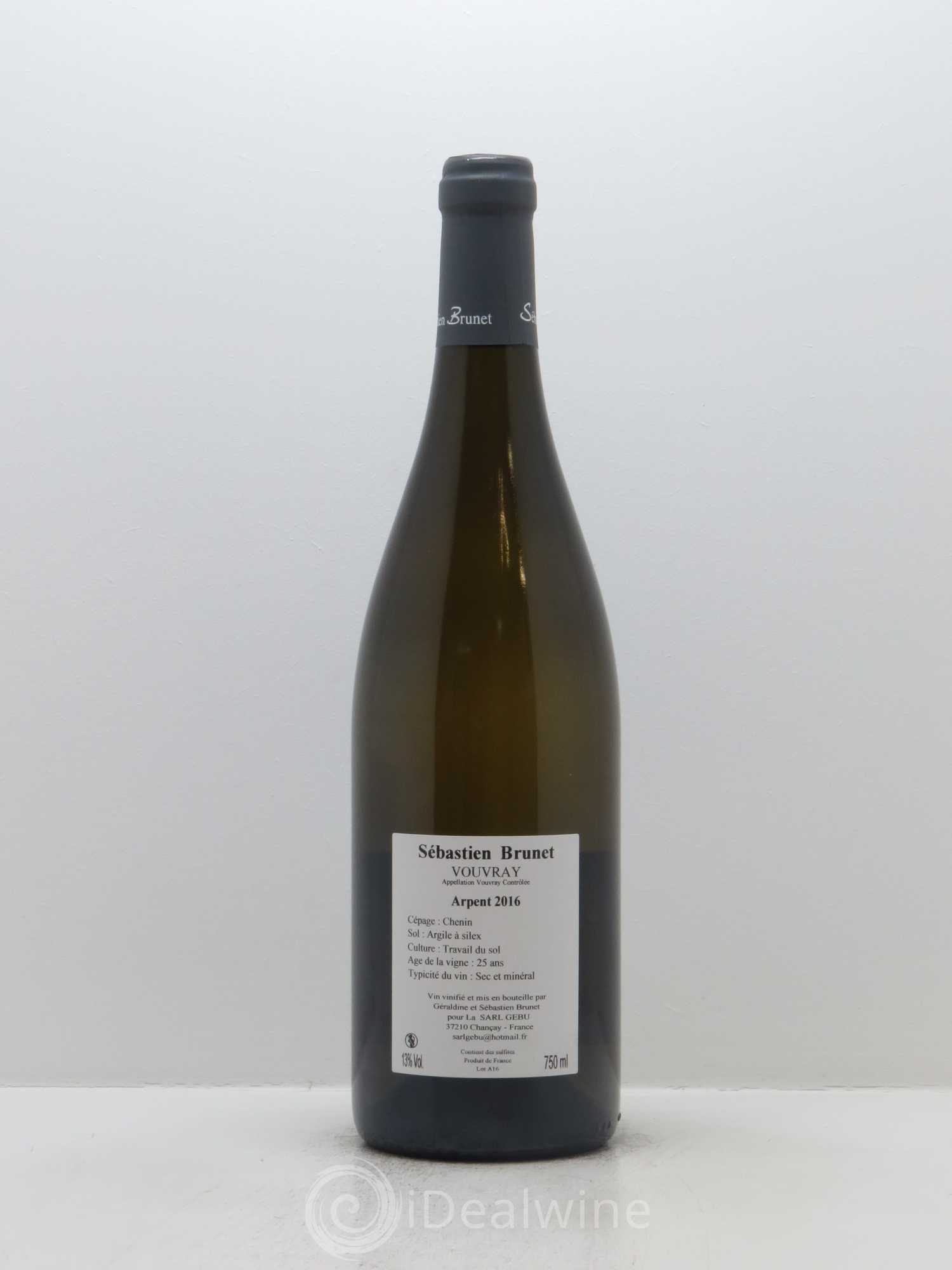 Vouvray Les Arpents Sébastien Brunet 2016 - Posten von 1 Flasche - 1