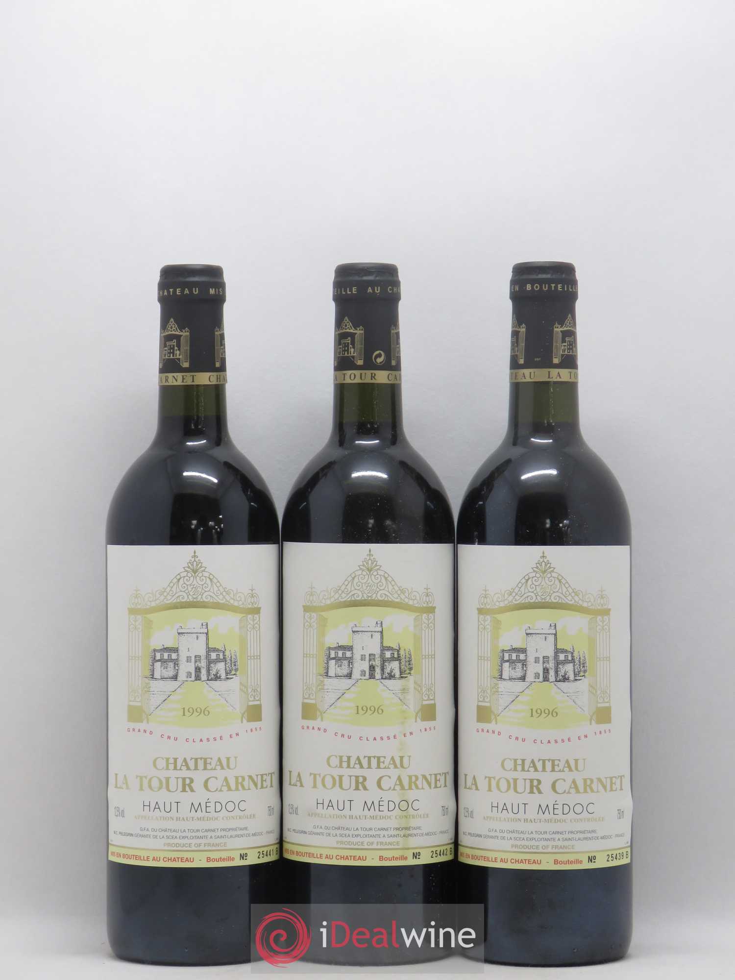 Château la Tour Carnet 4ème Grand Cru Classé 1996 - Lot de 12 bouteilles - 1