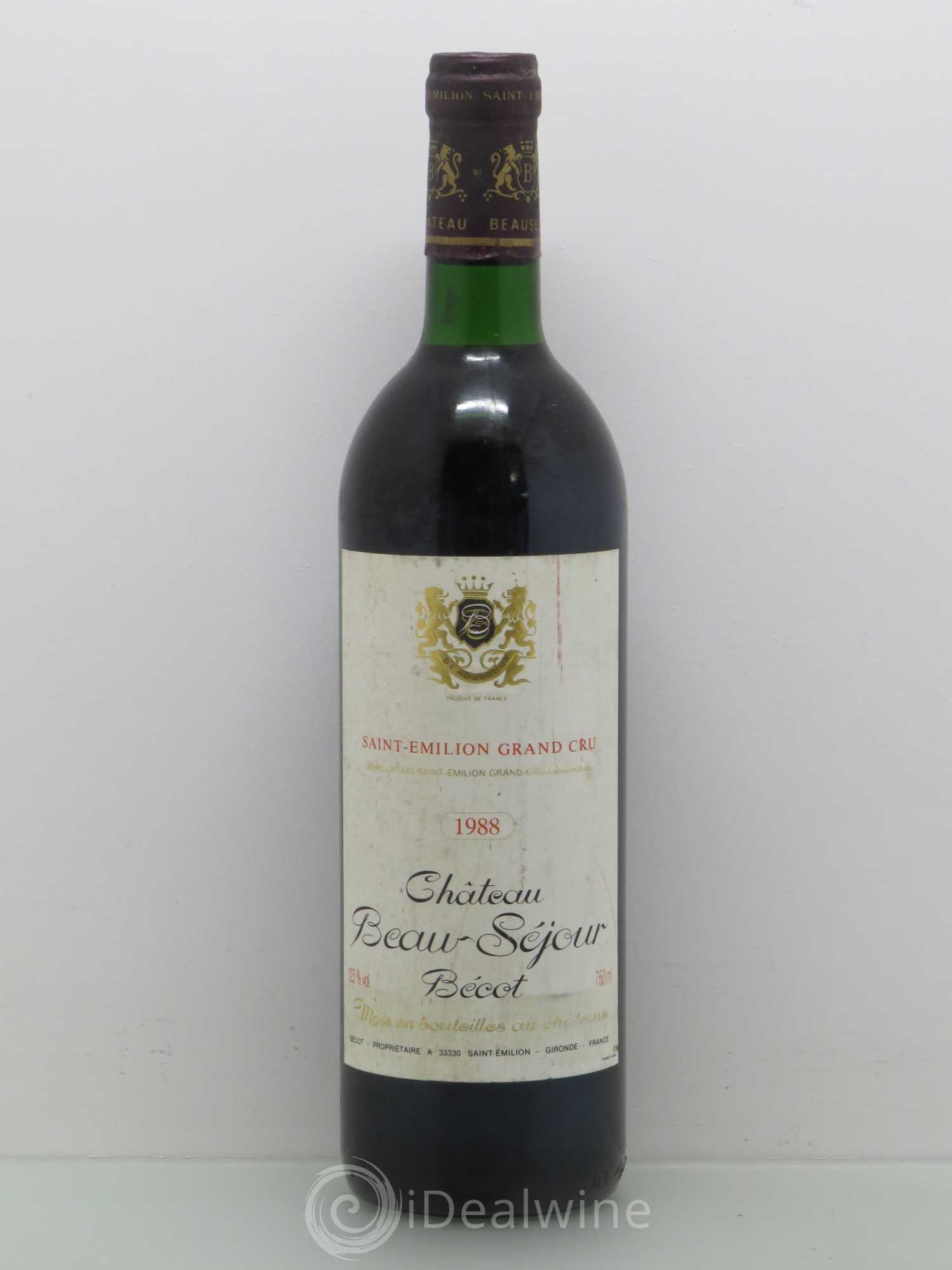 Château Beau-Séjour Bécot 1er Grand Cru Classé B 1988 - Lot de 1 bouteille - 0
