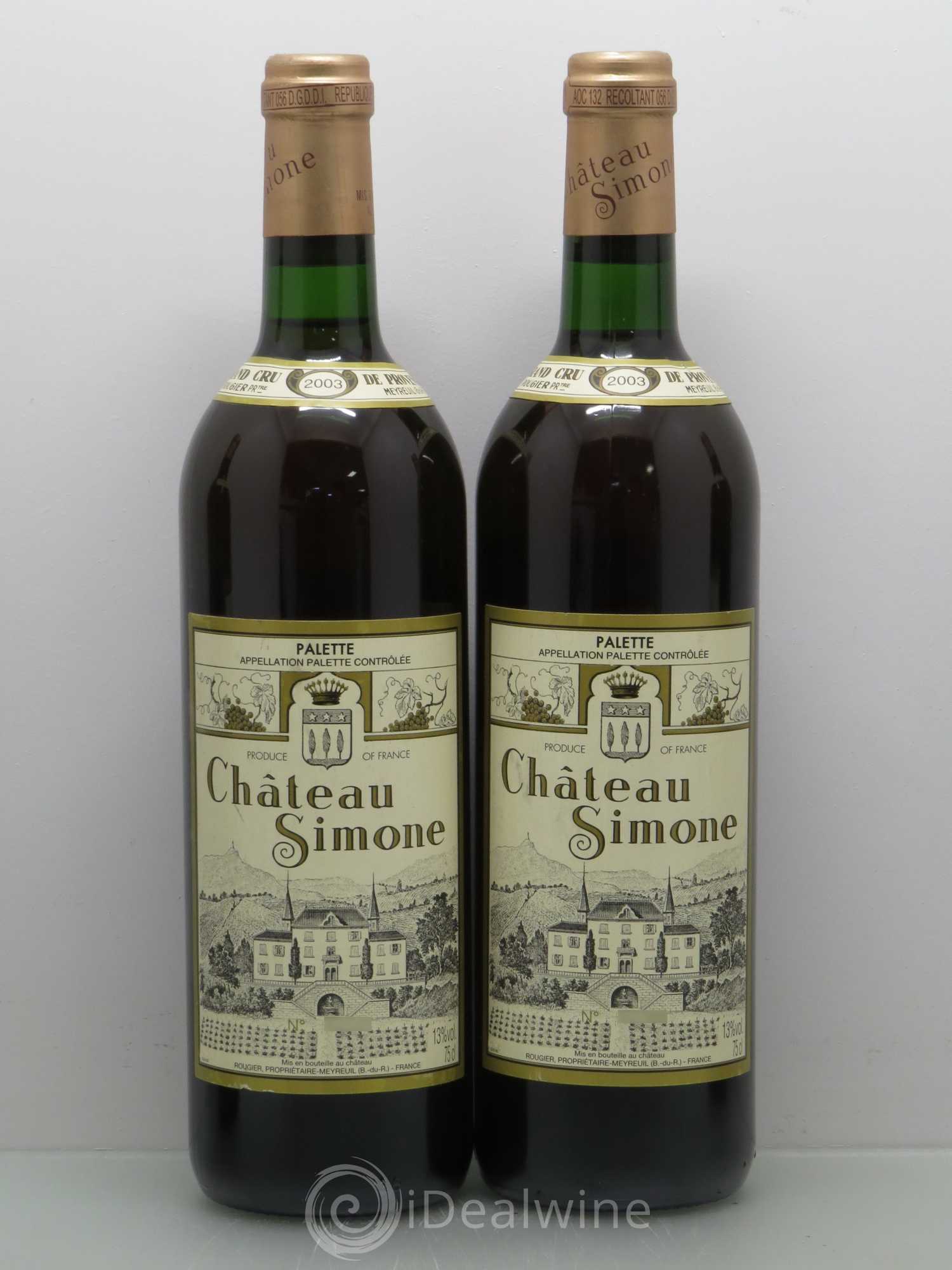 Palette Château Simone Famille Rougier 2003 - Posten von 4 Flaschen - 1