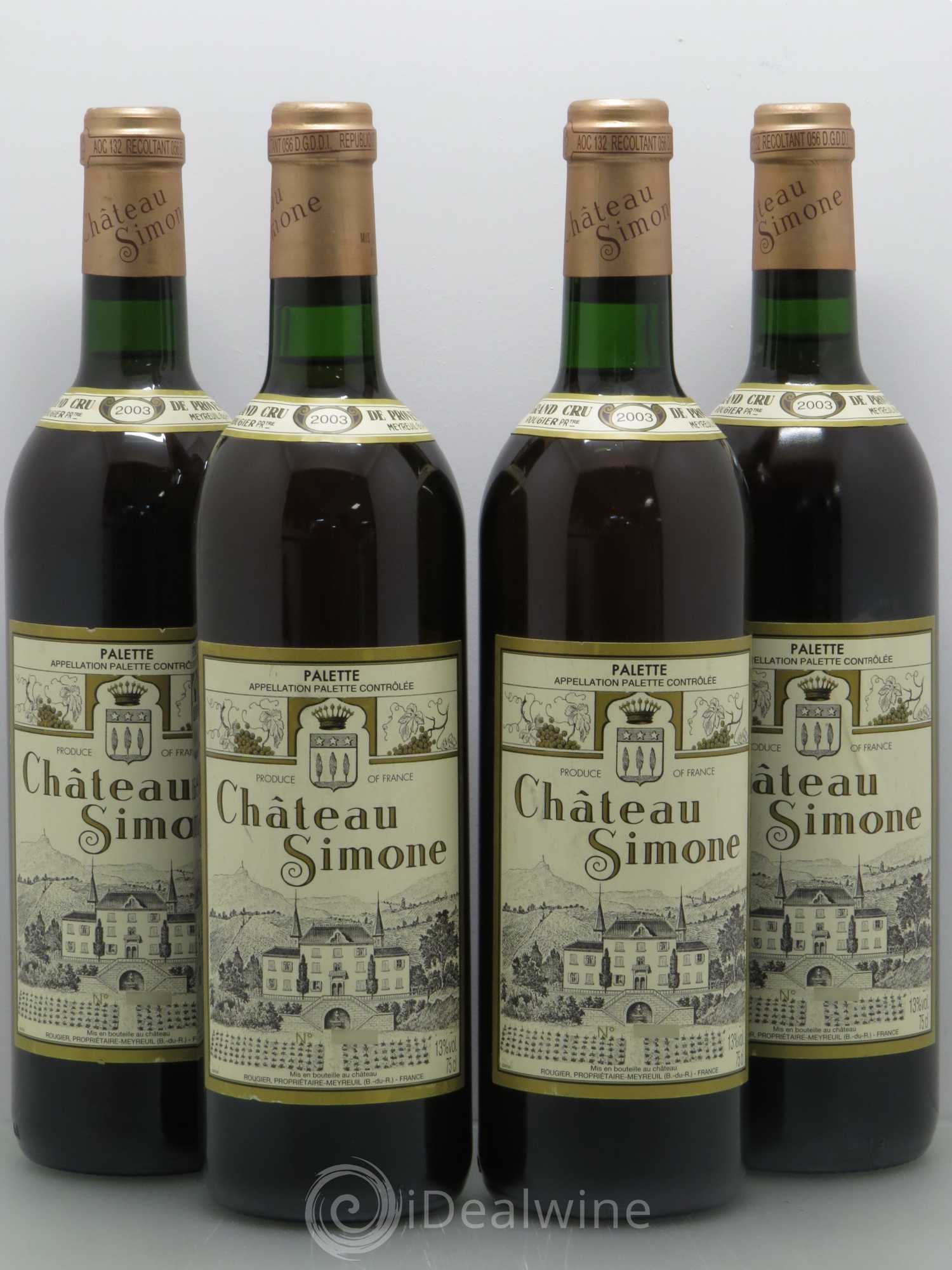 Palette Château Simone Famille Rougier 2003 - Posten von 4 Flaschen - 0