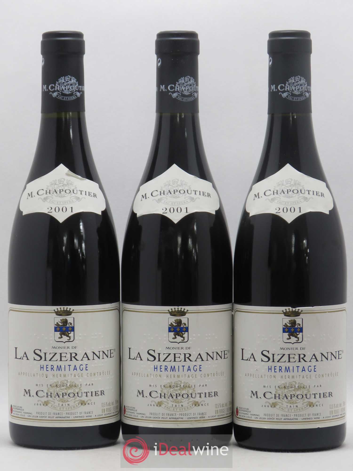 Hermitage Monier de La Sizeranne Chapoutier 2001 - Lot de 3 bouteilles - 0