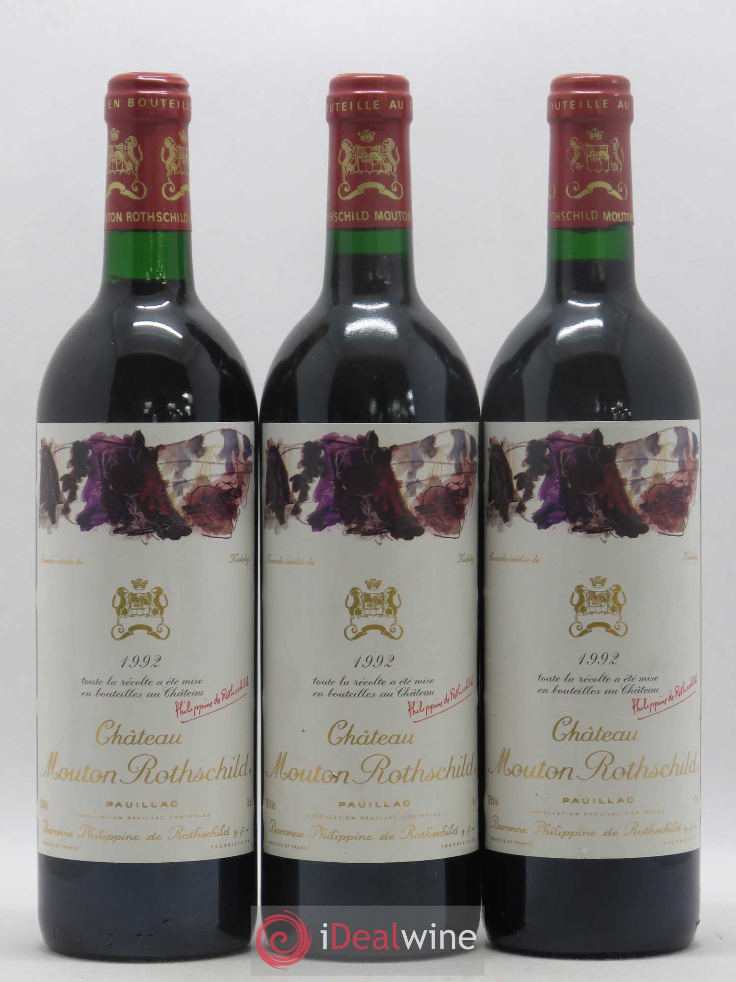 Château Mouton Rothschild 1er Grand Cru Classé 1992 - Lot de 3 bouteilles - 0