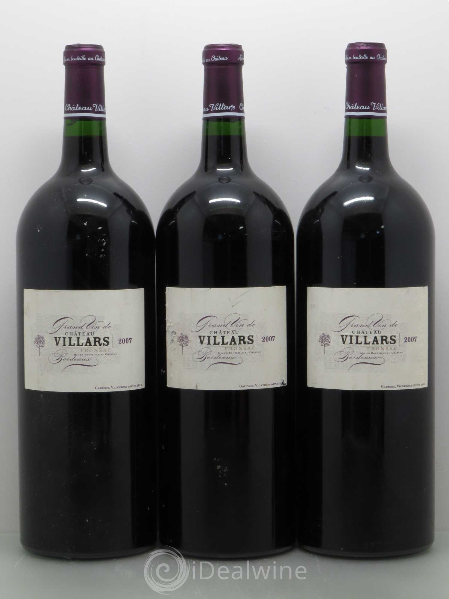 Bordeaux Fronsac Château Villars 2007 - Lot de 3 magnums - 0