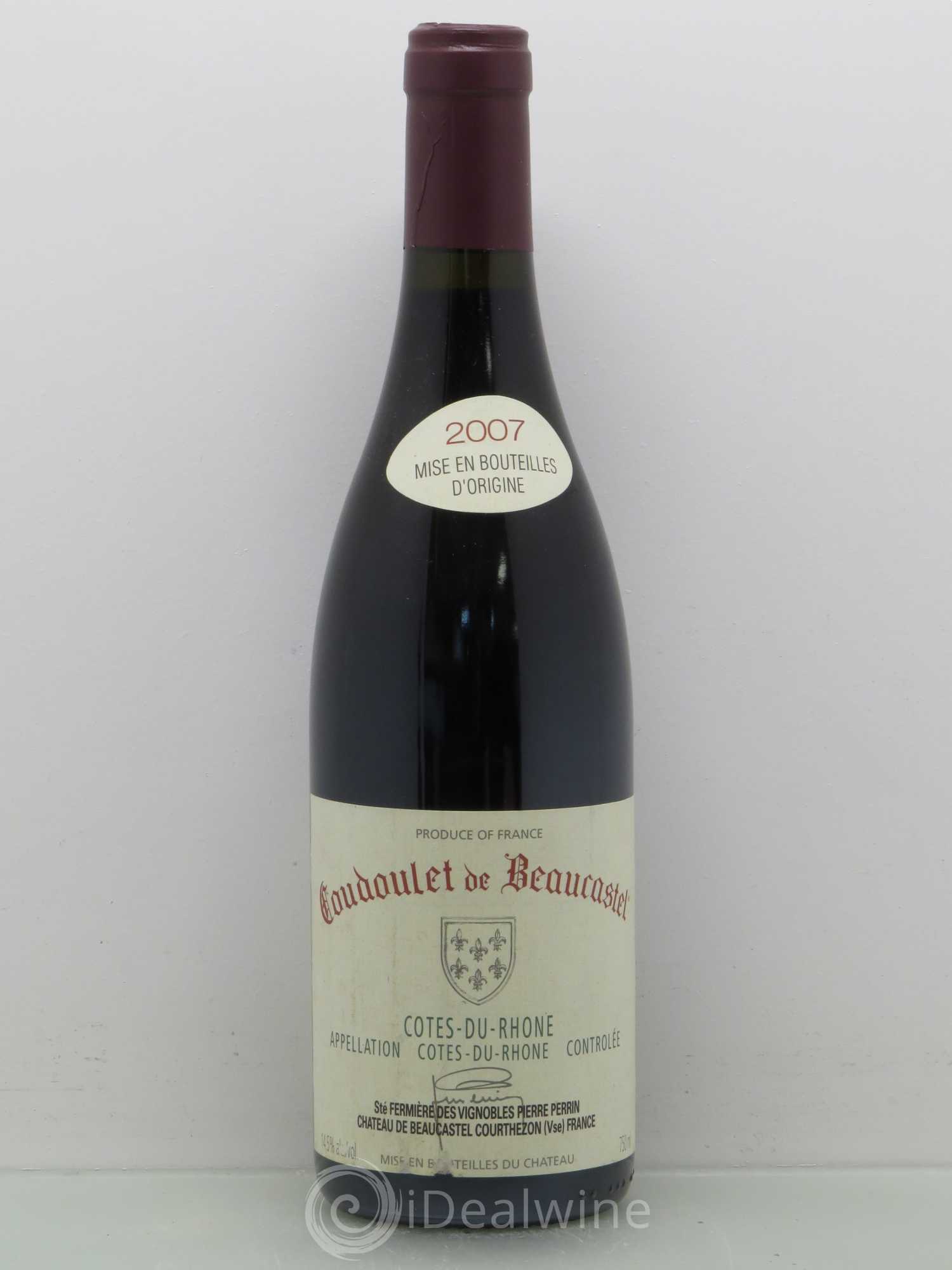 Côtes-du-Rhône Coudoulet de Beaucastel Famille Perrin 2007 - Lot de 1 bouteille - 0