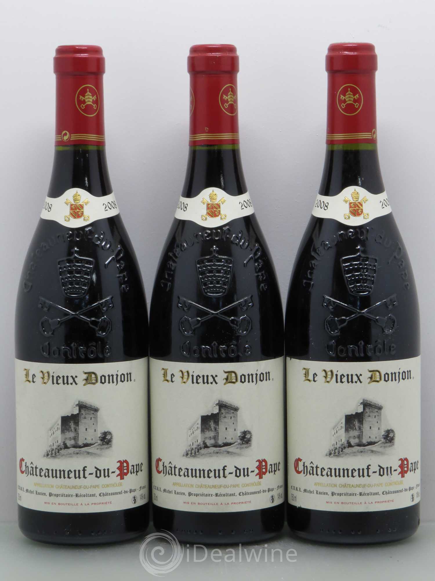 Châteauneuf-du-Pape Le Vieux Donjon Michel Lucien 2008 - Lot de 3 bouteilles - 0
