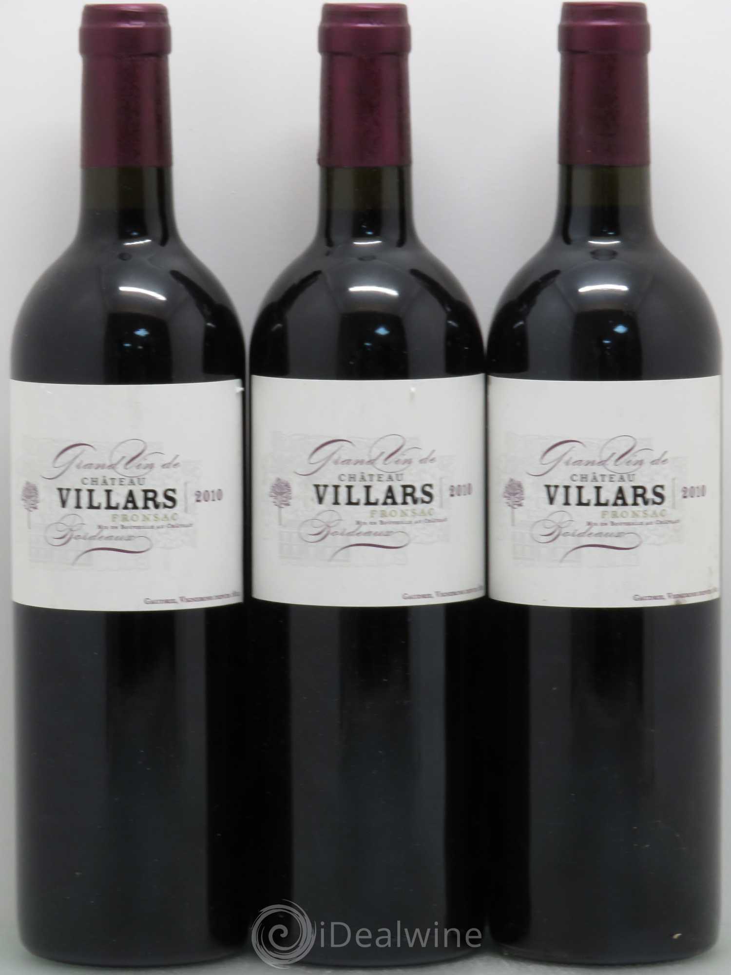 Bordeaux Château Villars 2010 - Lot de 3 bouteilles - 0