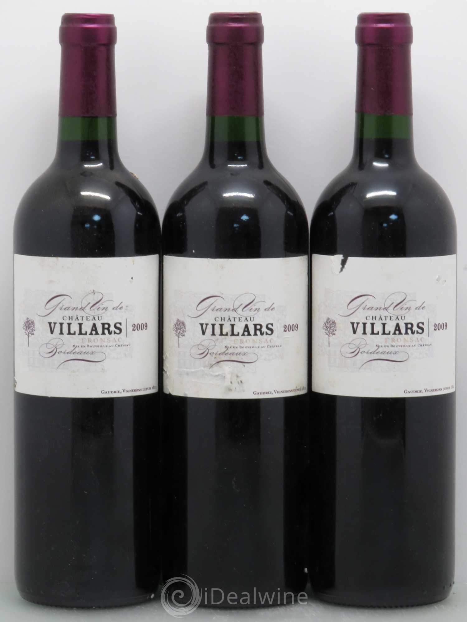 Bordeaux Château Villars 2009 - Lot de 3 bouteilles - 0