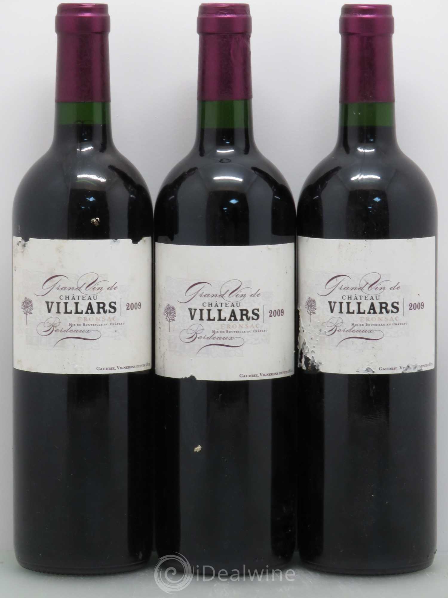 Bordeaux Château Villars 2009 - Lot de 3 bouteilles - 0