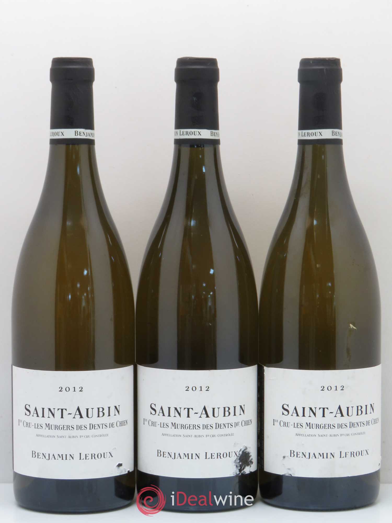 Saint-Aubin 1er Cru Murgers des Dents de Chien Domaine Benjamin Leroux 2012 - Posten von 3 Flaschen - 0