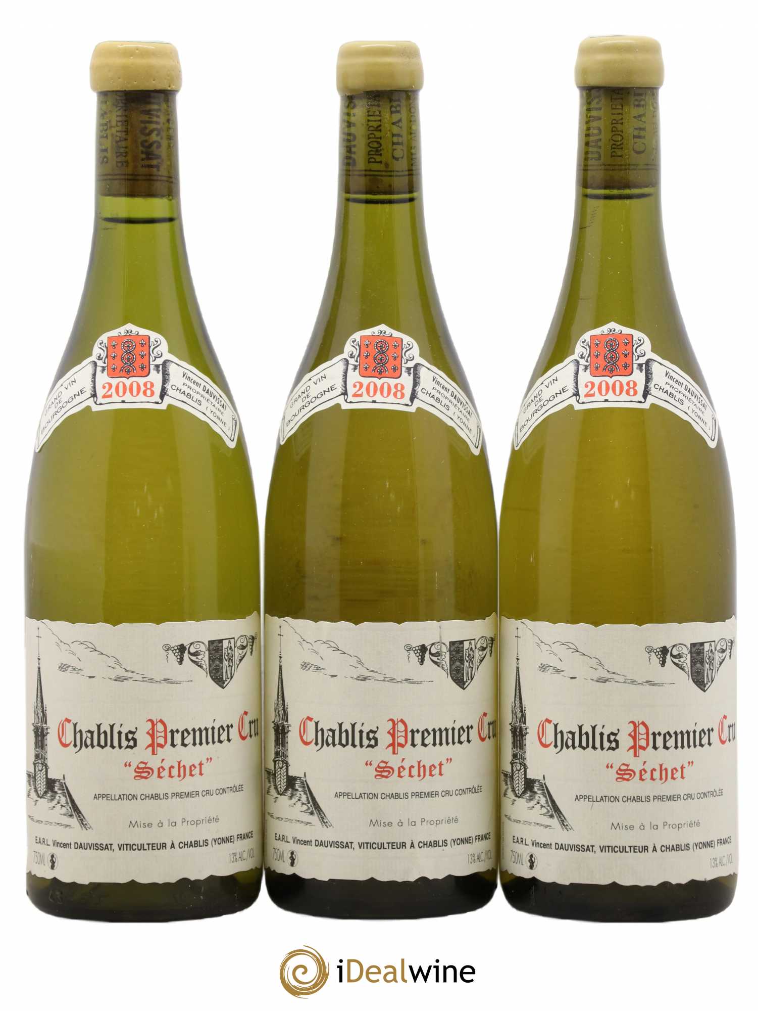 Chablis 1er Cru Séchet Vincent Dauvissat (Domaine) 2008 - Lot de 3 bouteilles - 0