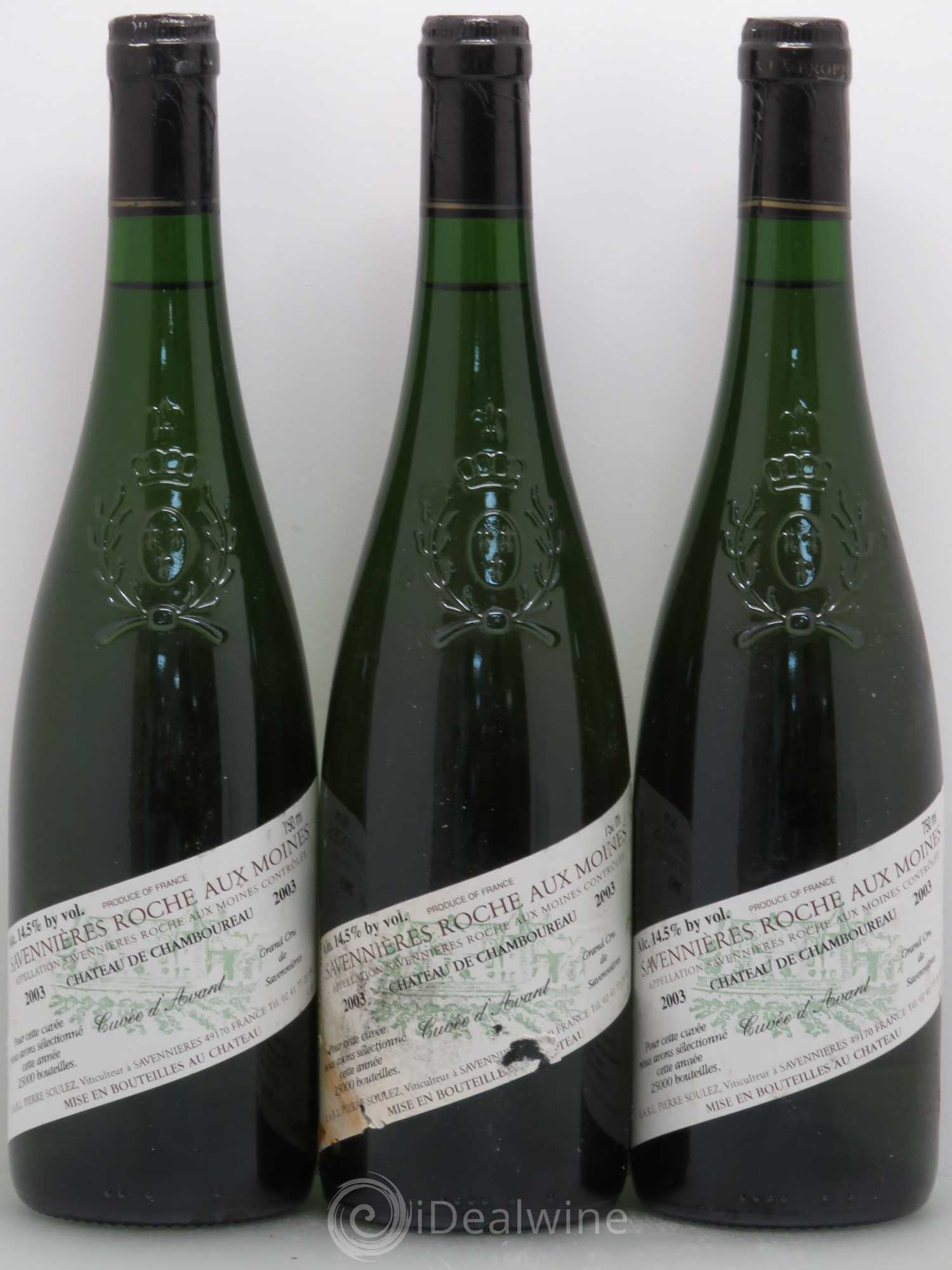 Savennières Roche aux Moines Cuvée d'avant Château de Chamboureau  (sans prix de réserve) 2003 - Lot de 5 bouteilles - 1