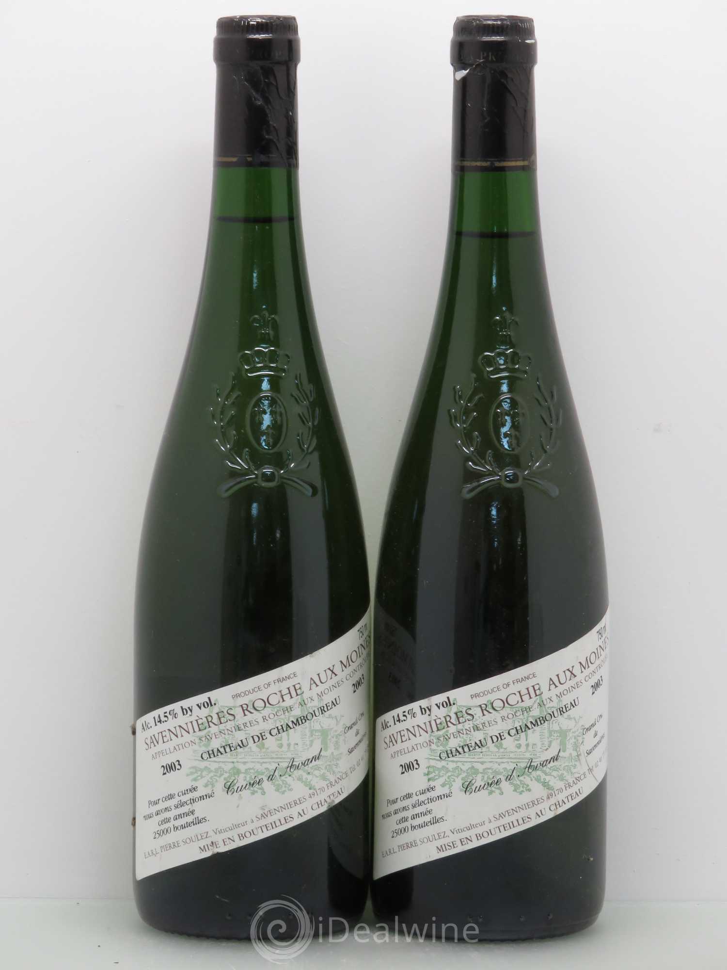 Savennières Roche aux Moines Cuvée d'avant Château de Chamboureau  (sans prix de réserve) 2003 - Lot de 5 bouteilles - 2