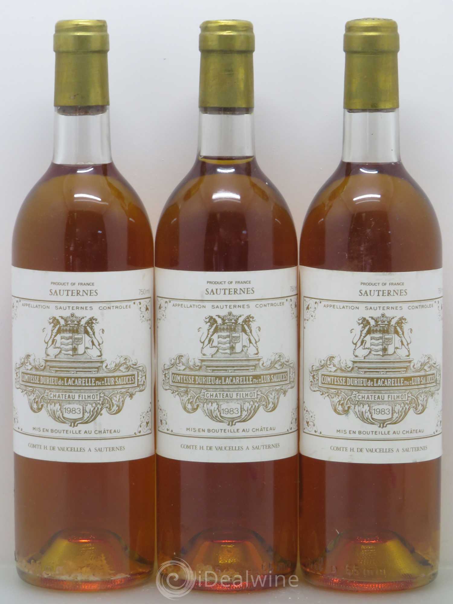Château Filhot 2ème Grand Cru Classé 1983 - Lotto di 3 bottiglie - 0