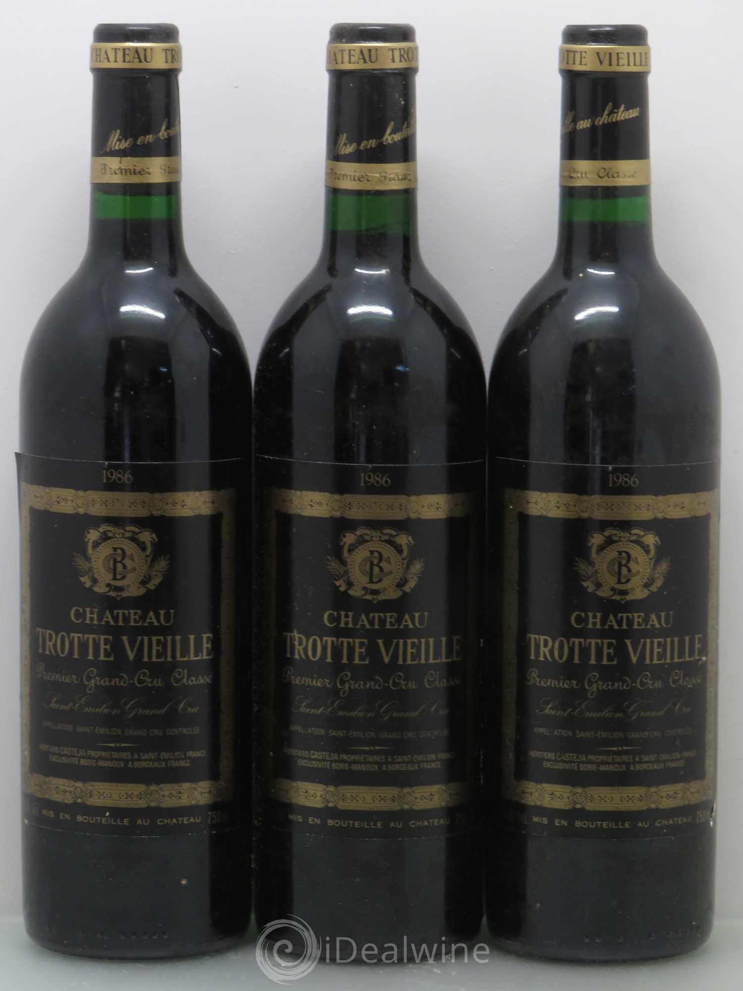 Château Trotte Vieille 1er Grand Cru Classé B 1986 - Lot de 3 bouteilles - 0