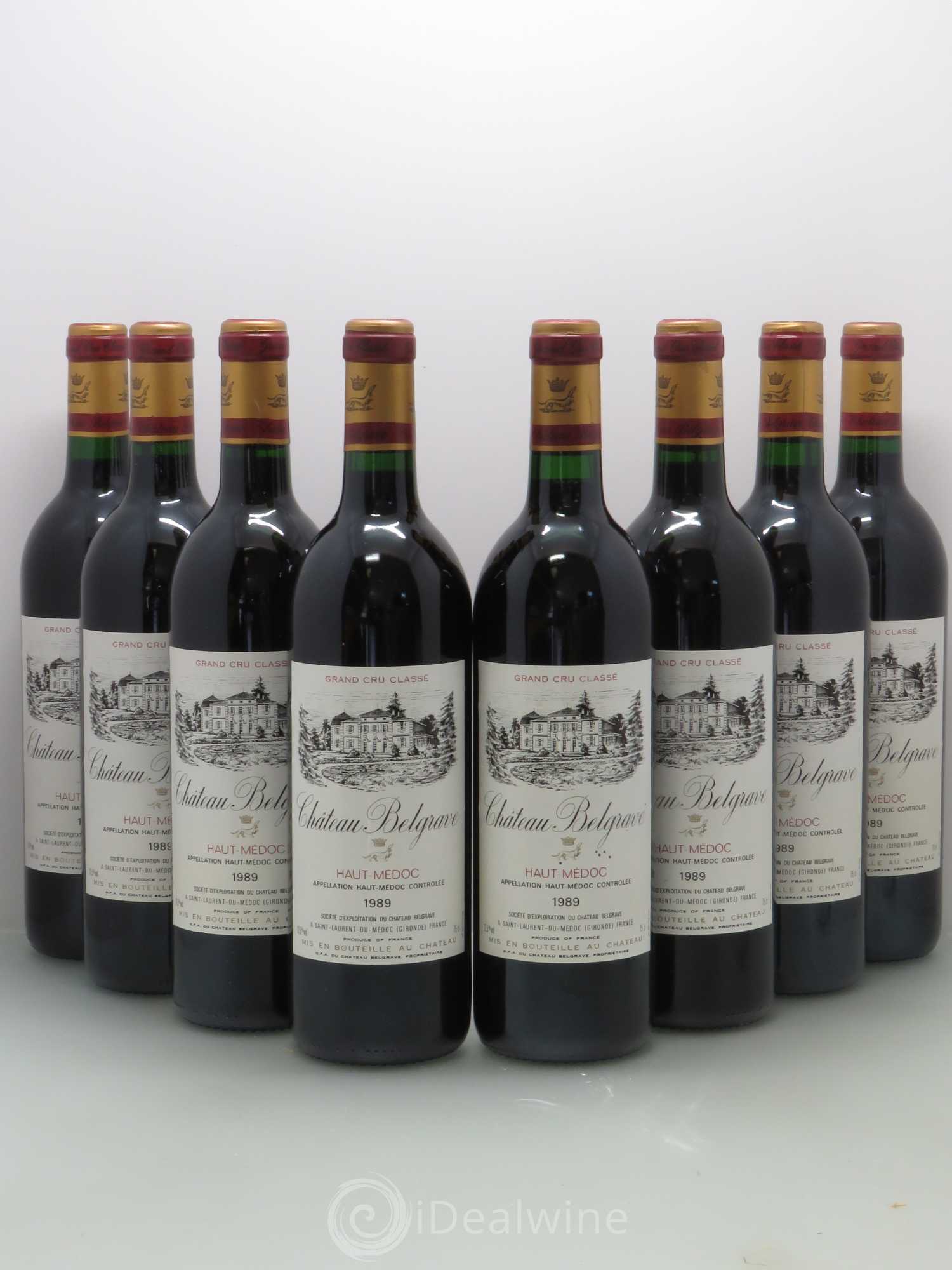 Château Belgrave 5ème Grand Cru Classé 1989 - Lot de 8 bouteilles - 0