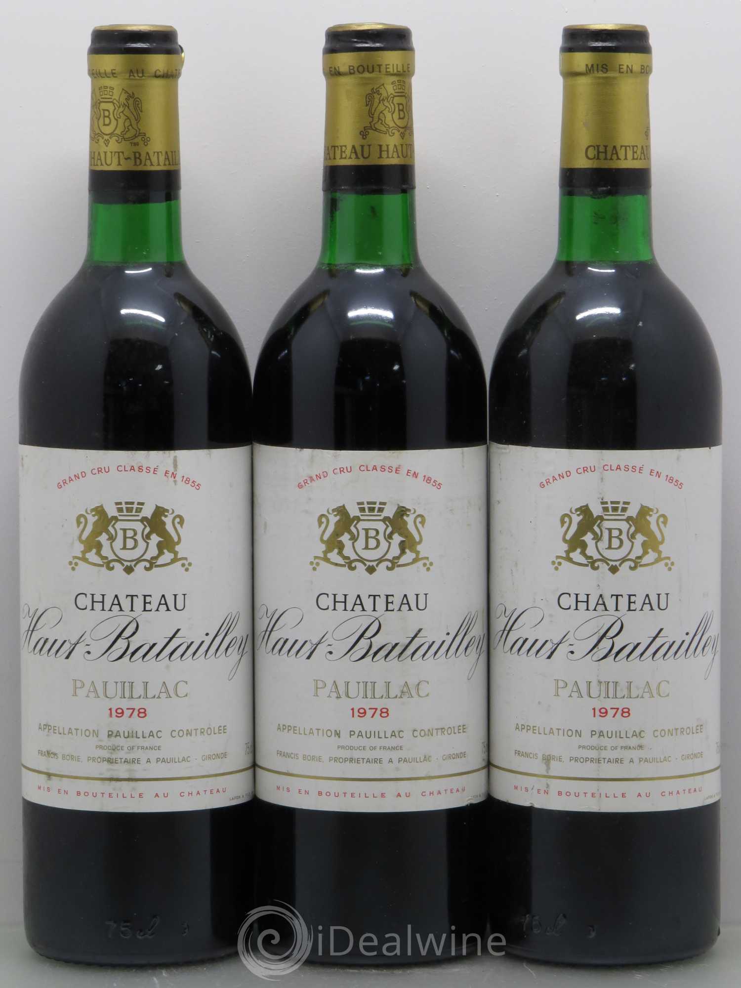 Château Haut Batailley 5ème Grand Cru Classé 1978 - Lot de 3 bouteilles - 0