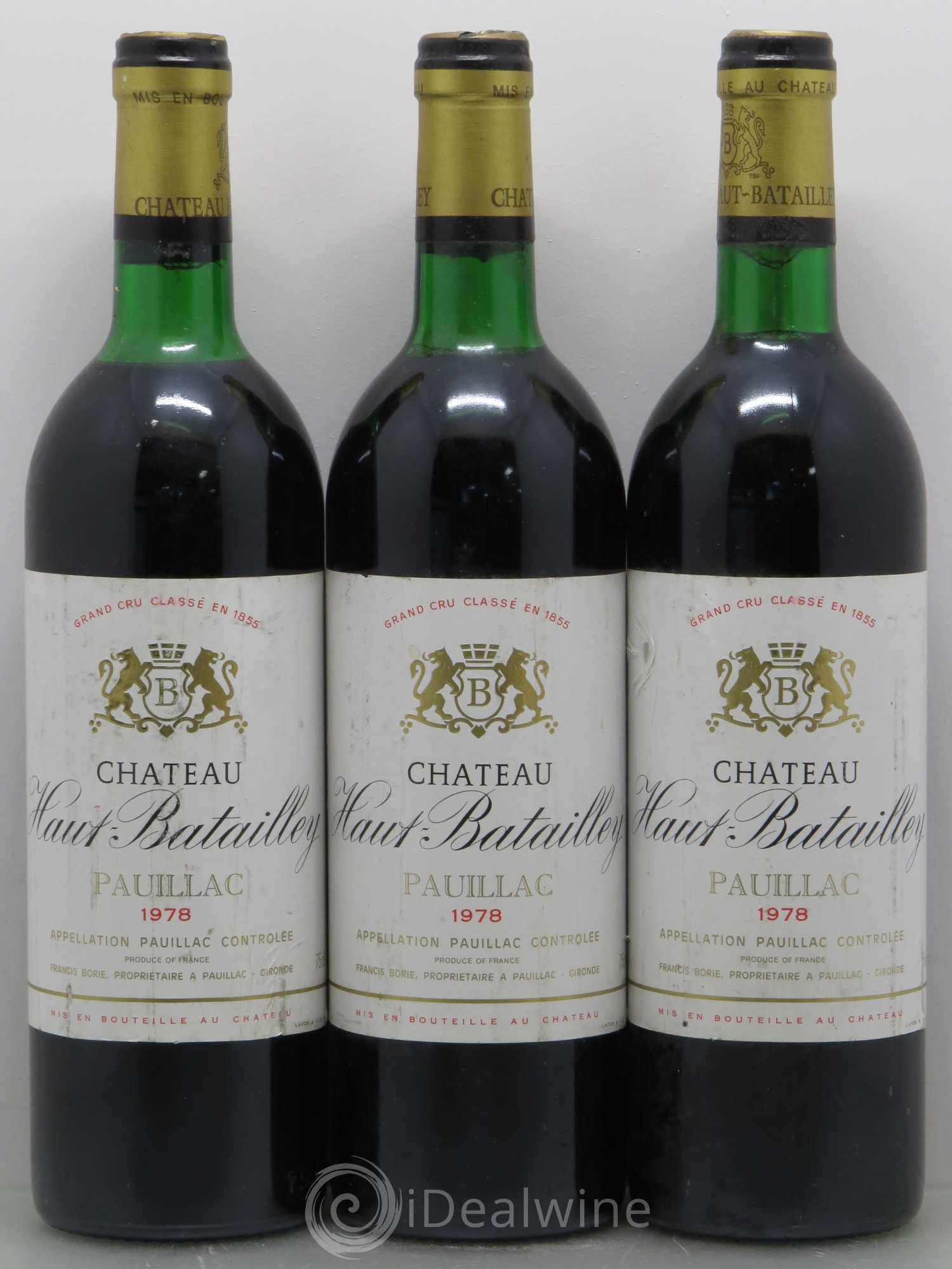 Château Haut Batailley 5ème Grand Cru Classé 1978 - Lot de 3 bouteilles - 0