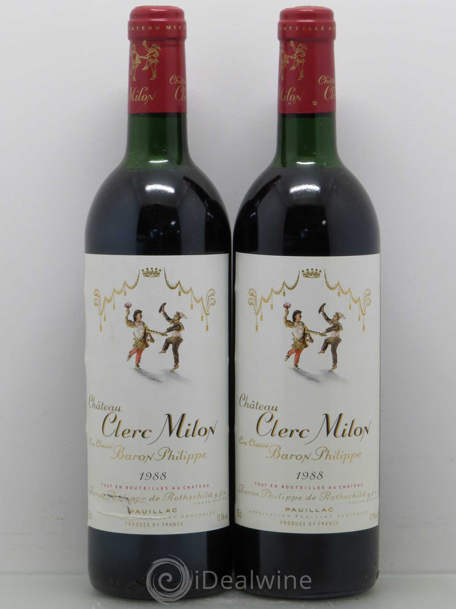 Château Clerc Milon 5ème Grand Cru Classé 1988 - Lot de 2 bouteilles - 0
