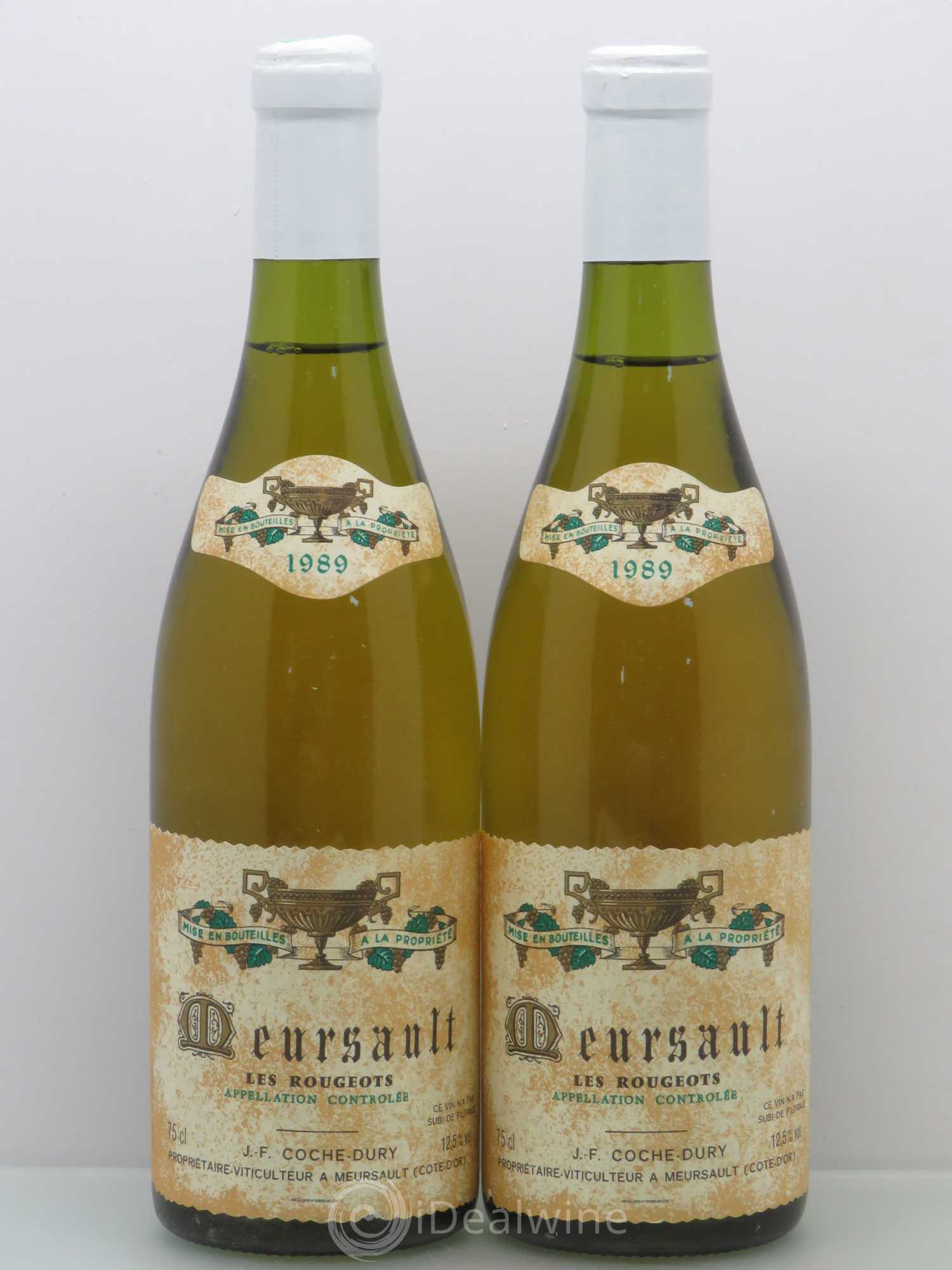 Meursault Les Rougeots Coche Dury (Domaine) 1989 - Lot de 2 bouteilles - 0