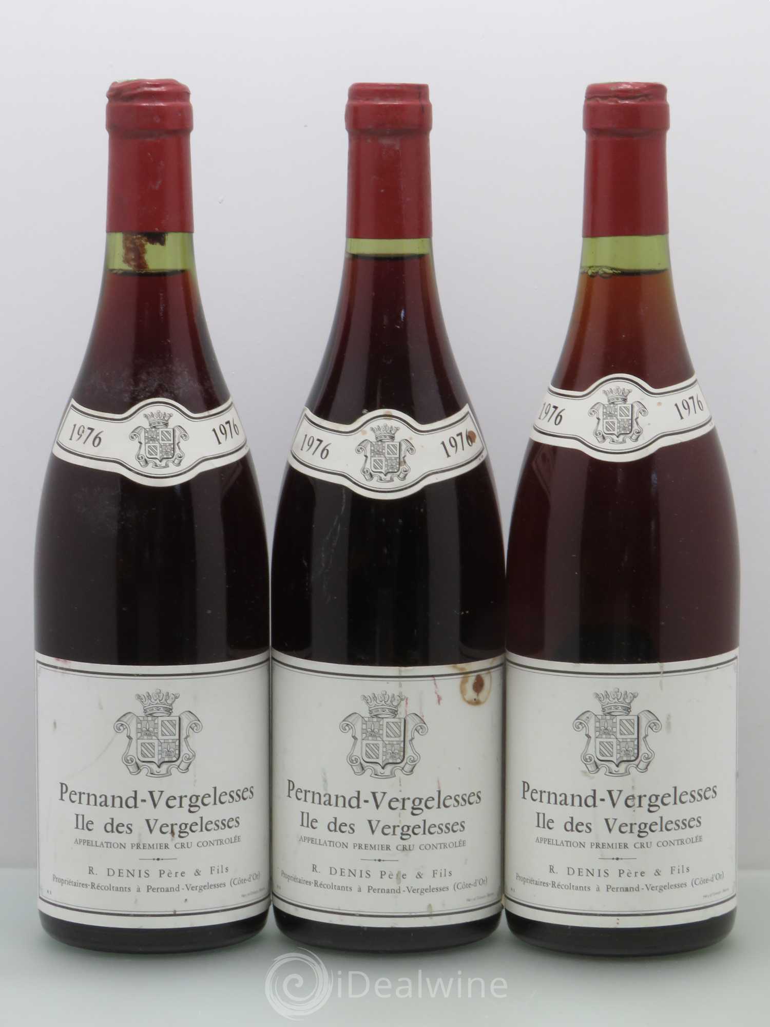 Pernand-Vergelesses 1er Cru Iles De Vergelesse Pierre Denis 1976 - Posten von 3 Flaschen - 0