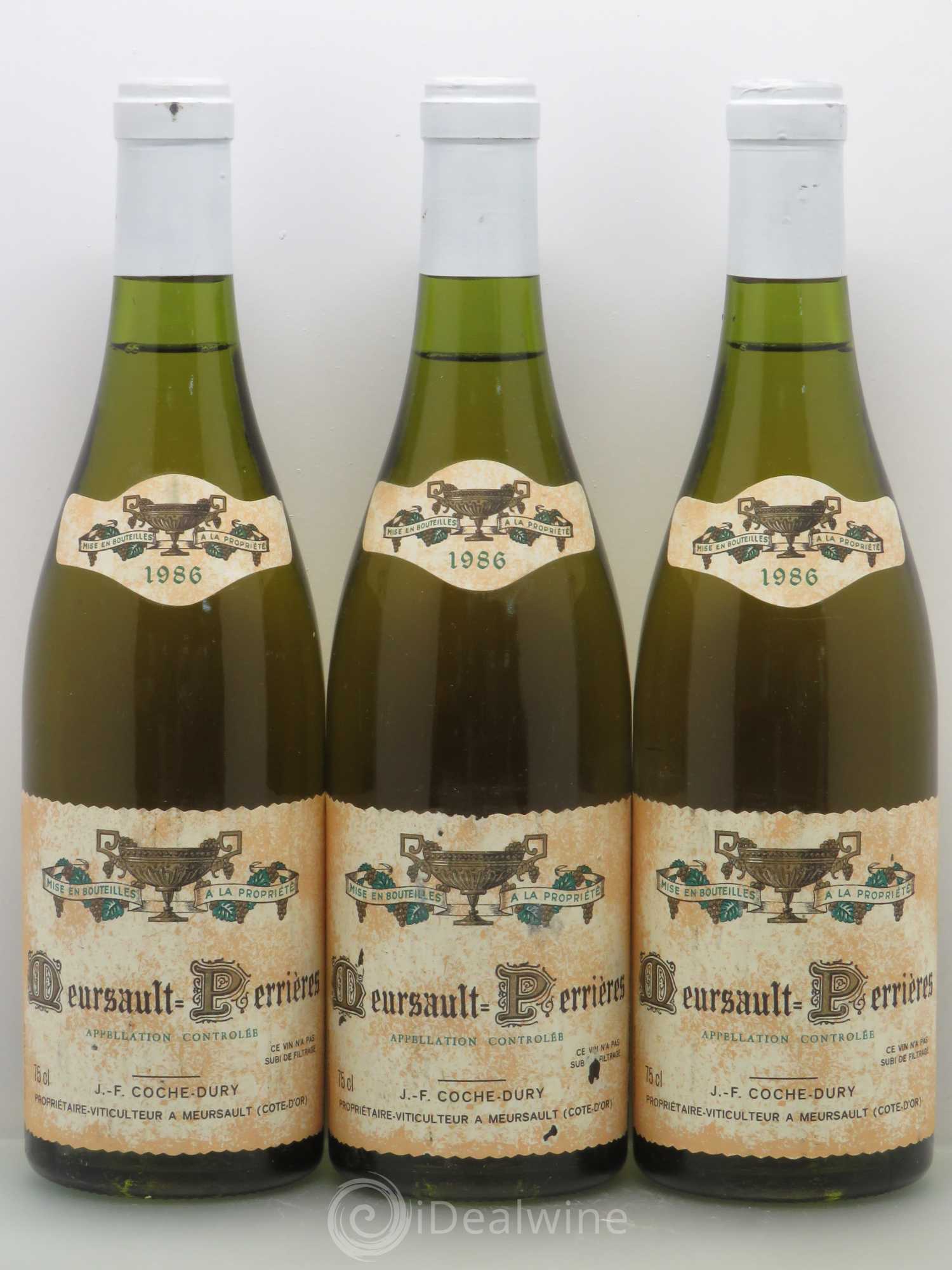 Meursault 1er Cru Perrières Coche Dury (Domaine) 1986 - Lot de 3 bouteilles - 0