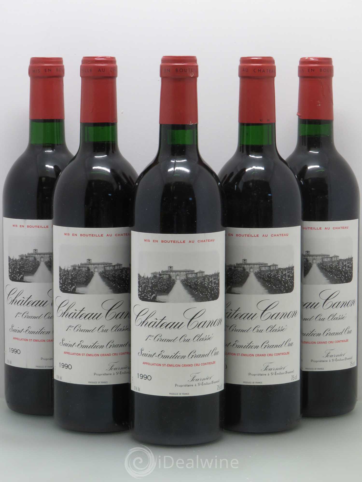 Château Canon 1er Grand Cru Classé B 1990 - Lot de 5 bouteilles - 0